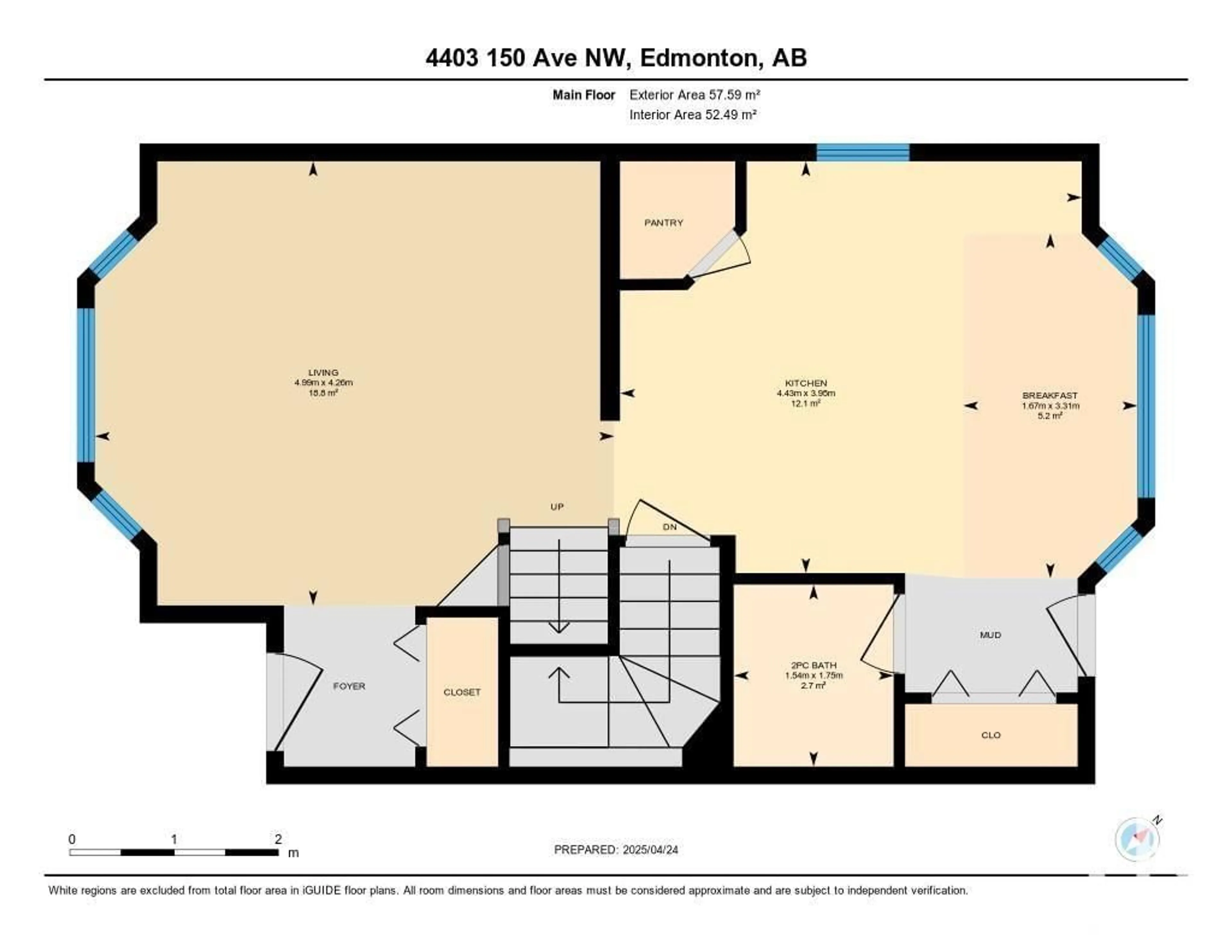 Floor plan for 4403 150 AV, Edmonton Alberta T5Y2Z8