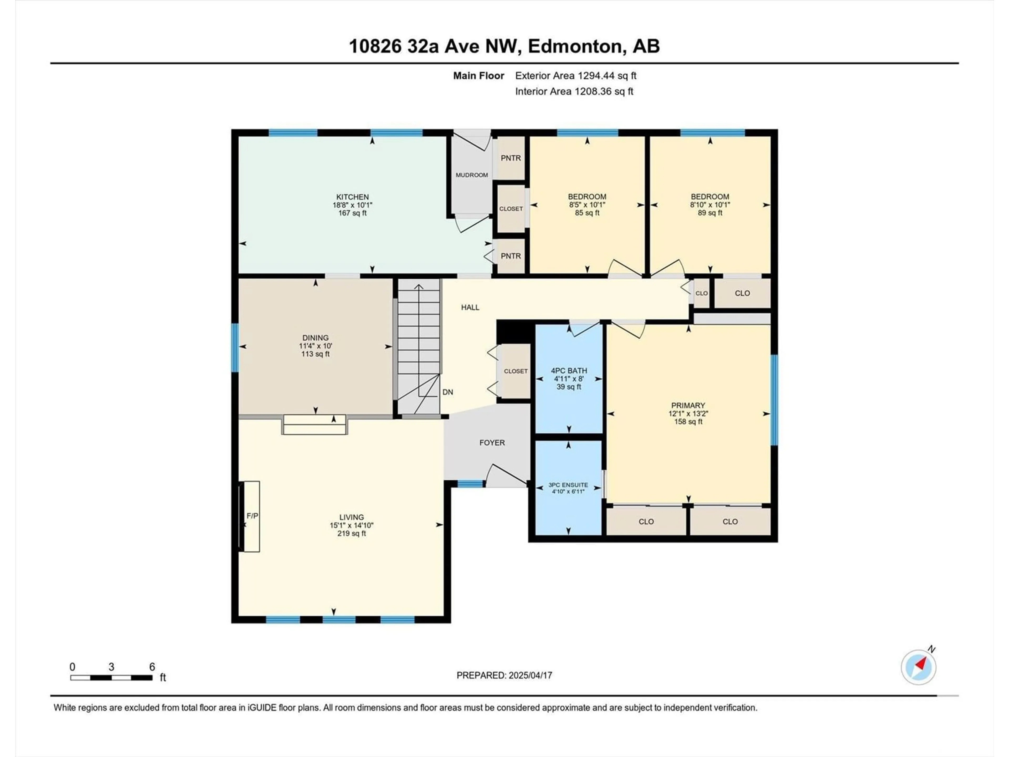 Floor plan for 10826 32A AV, Edmonton Alberta T6J3B9