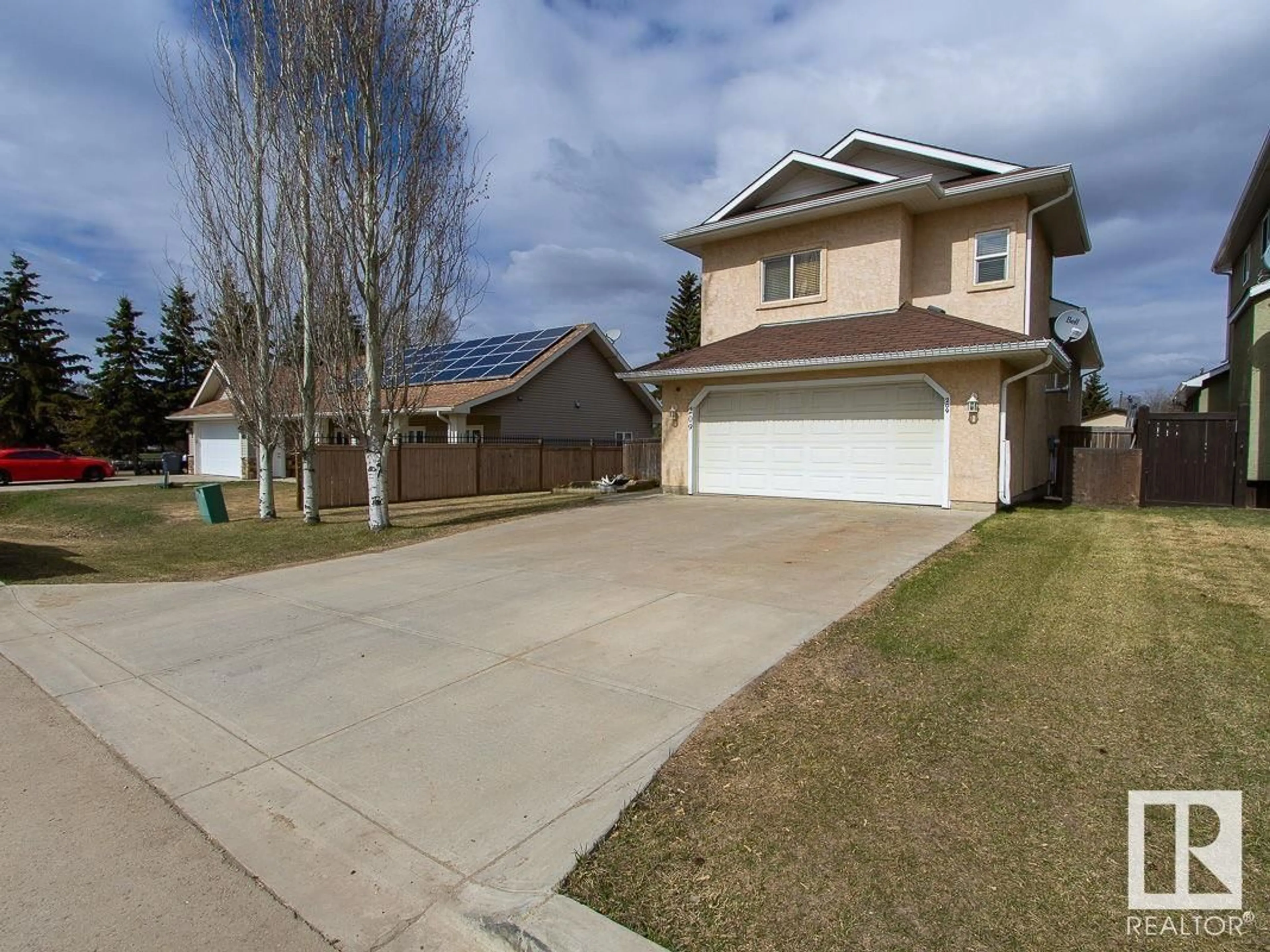 A pic from outside/outdoor area/front of a property/back of a property/a pic from drone, street for 209 - 25100 TWP ROAD 554, Cardiff Alberta T8R2G5