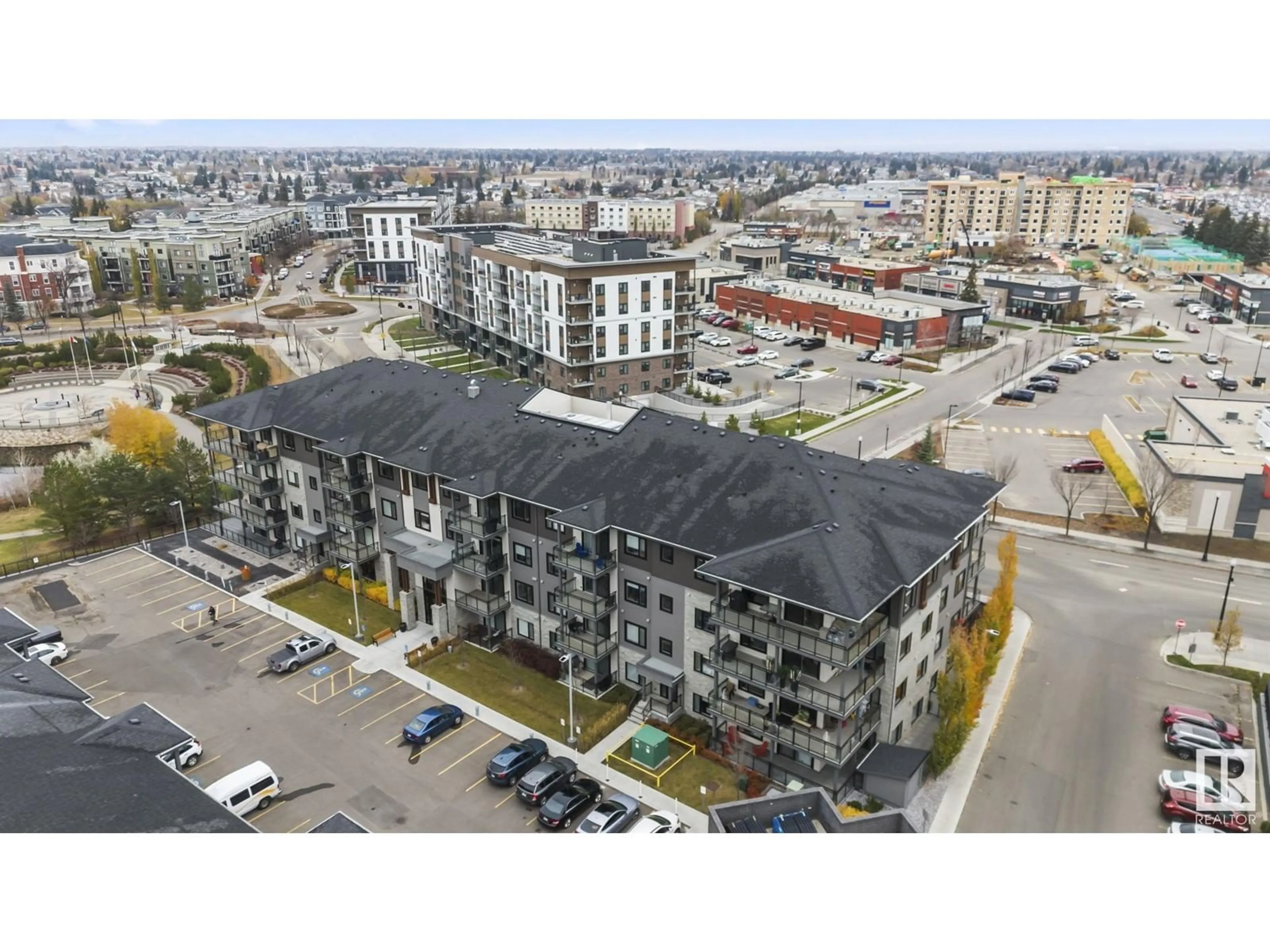 A pic from outside/outdoor area/front of a property/back of a property/a pic from drone, unknown for #223 - 524 GRIESBACH PR, Edmonton Alberta T5E6X2