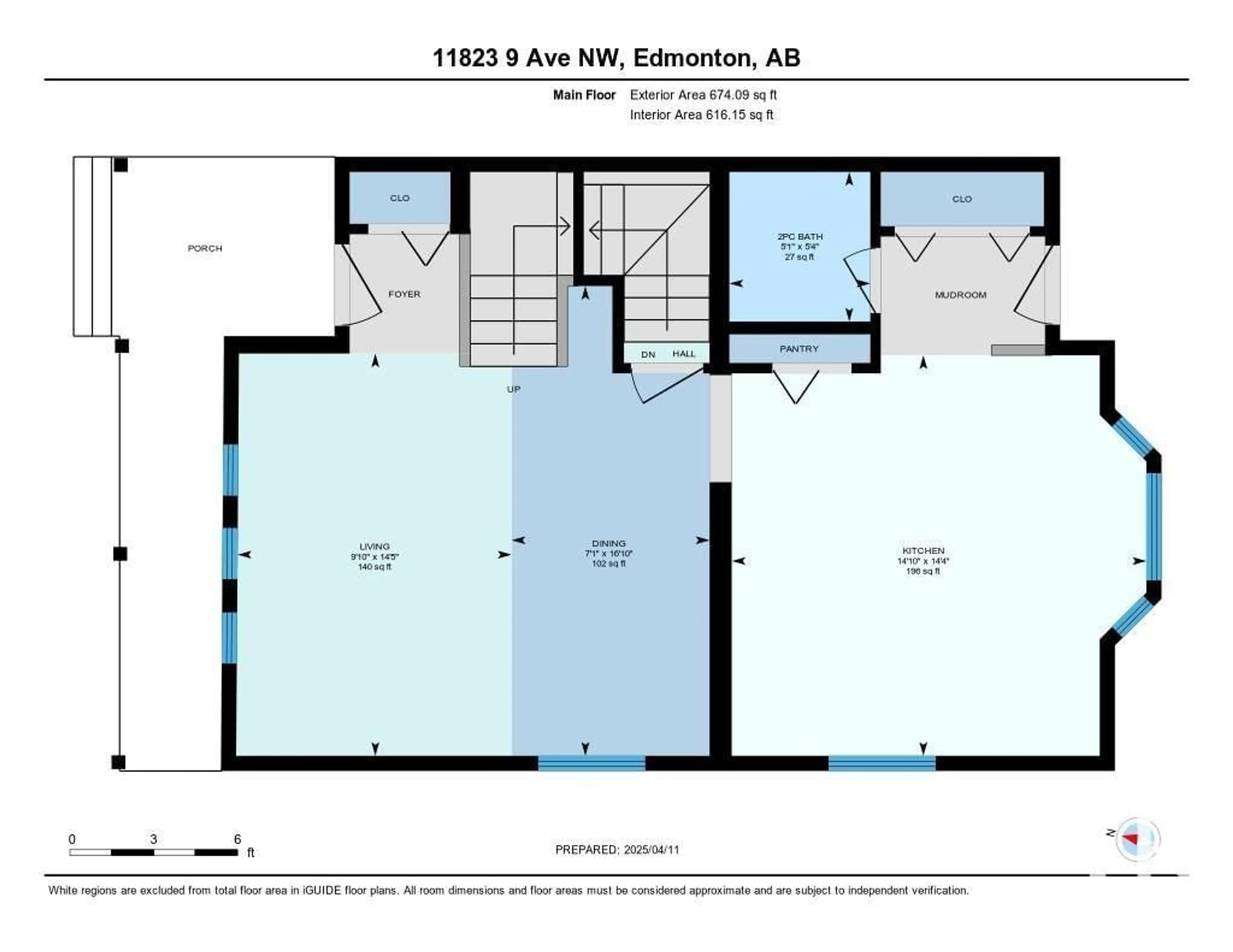 Floor plan for 11823 9 AV, Edmonton Alberta T6J7A1