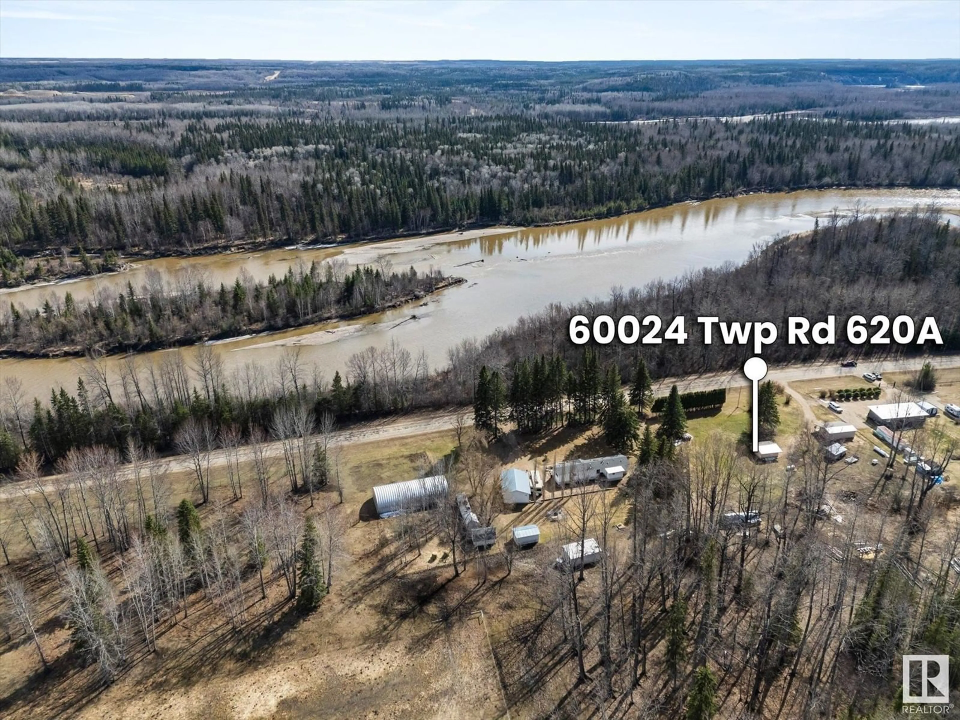 A pic from outside/outdoor area/front of a property/back of a property/a pic from drone, water/lake/river/ocean view for 60024 TWP ROAD 620 A, Rural Woodlands County Alberta T0G1A0