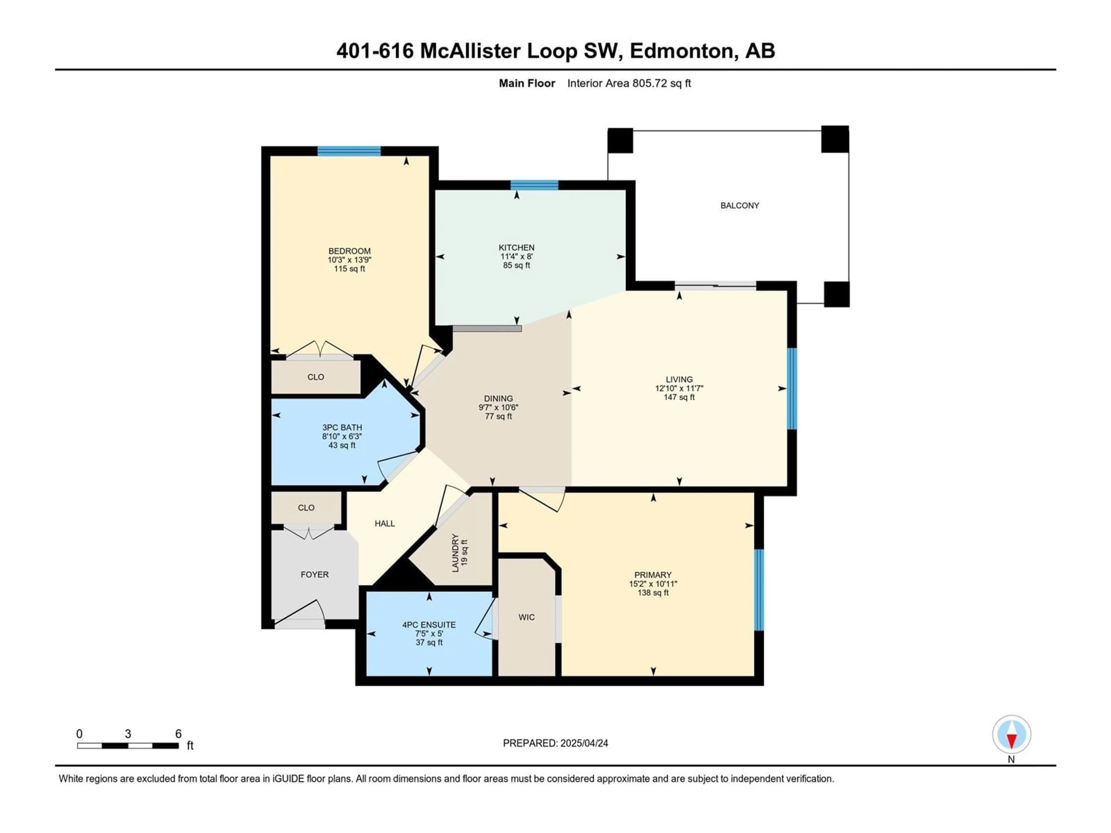 Floor plan for #401 - 616 MCALLISTER LO, Edmonton Alberta T6W1N1