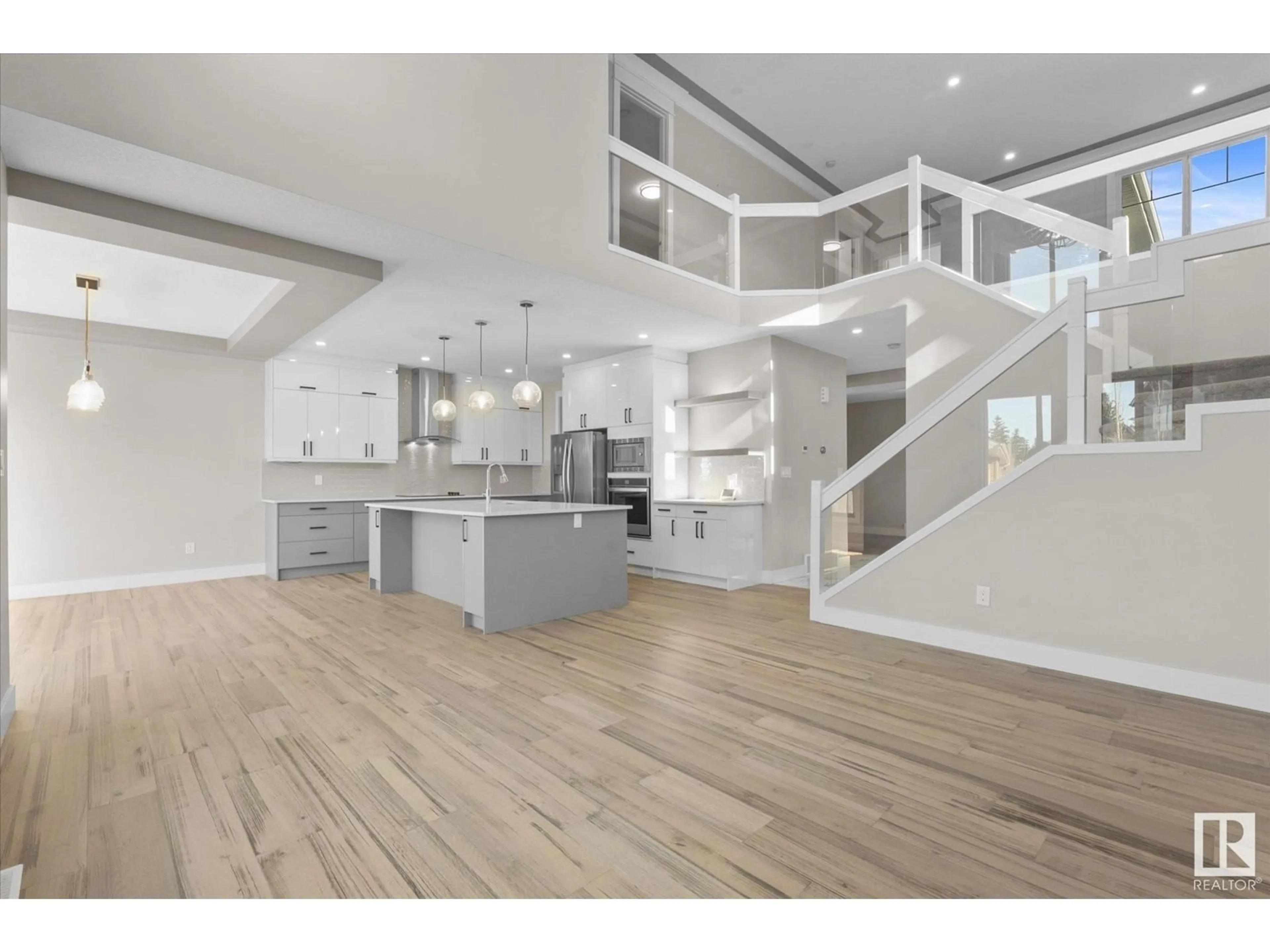 Open concept kitchen, wood/laminate floor for 11 LINCOLN COURT, Spruce Grove Alberta T7X0N5