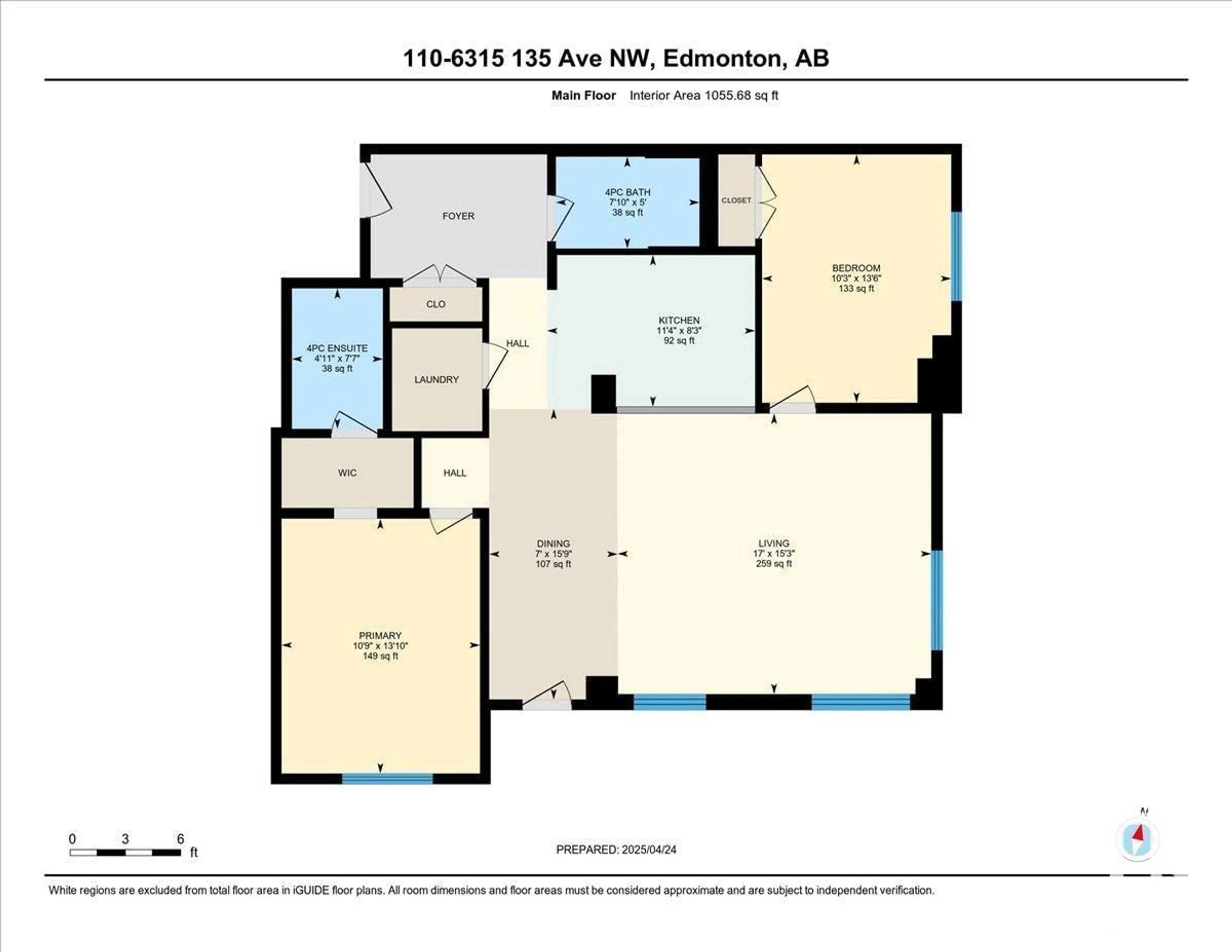 Floor plan for #110 - 6315 135 AV, Edmonton Alberta T5A5J7