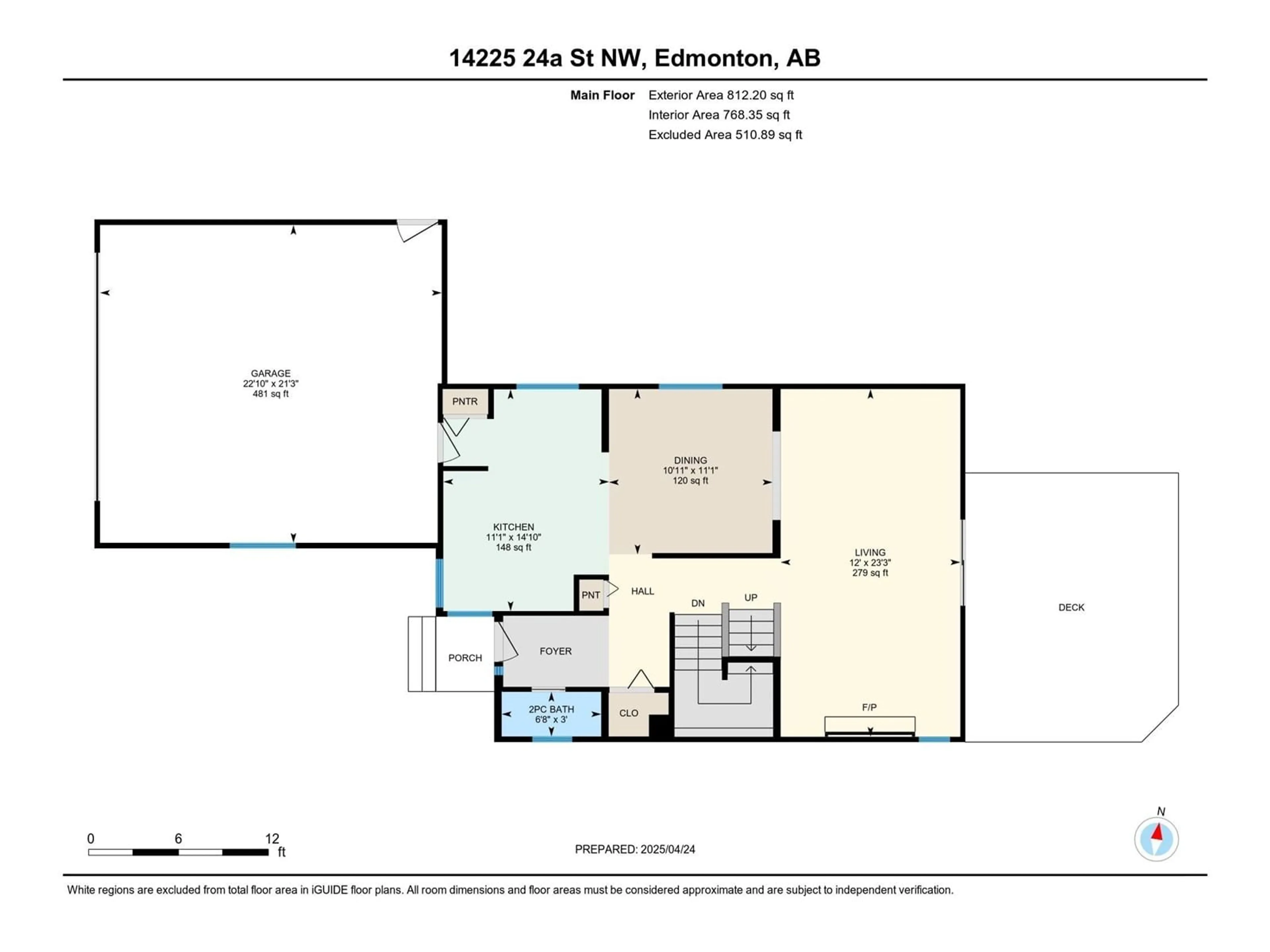 Floor plan for 14225 24A ST NW, Edmonton Alberta T5Y1N7