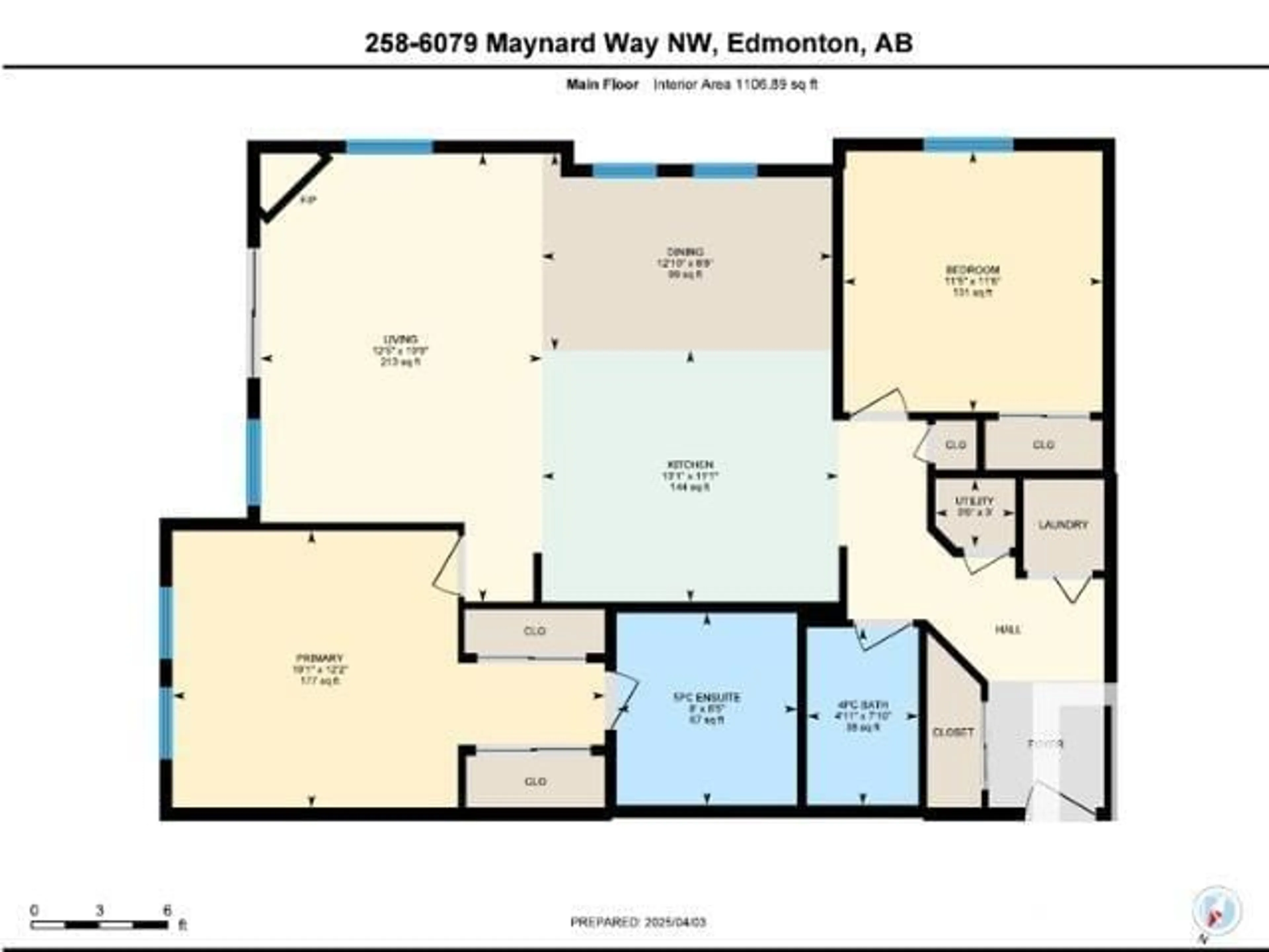 Floor plan for 6079 - 258 MAYNARD WY, Edmonton Alberta T6R0S4