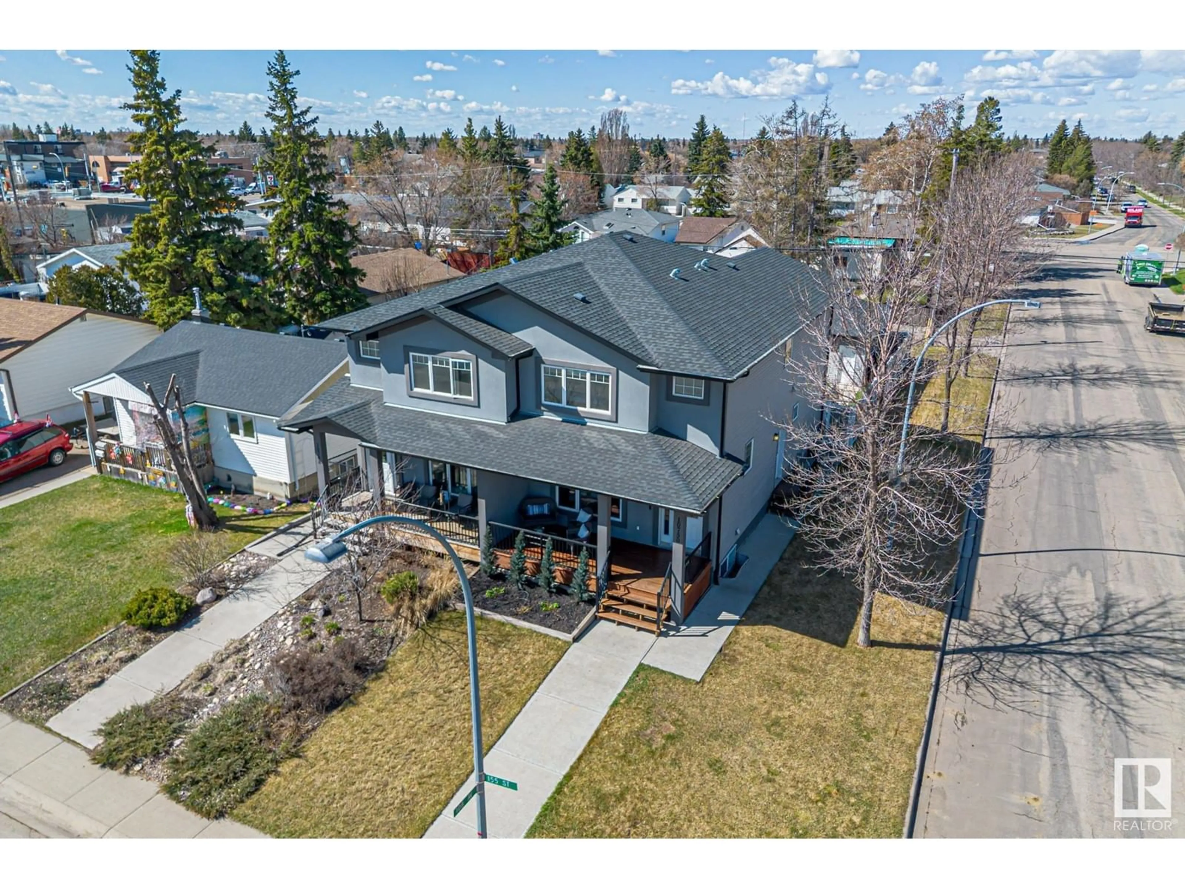 A pic from outside/outdoor area/front of a property/back of a property/a pic from drone, street for NW - 10750 155 ST, Edmonton Alberta T5P2M6