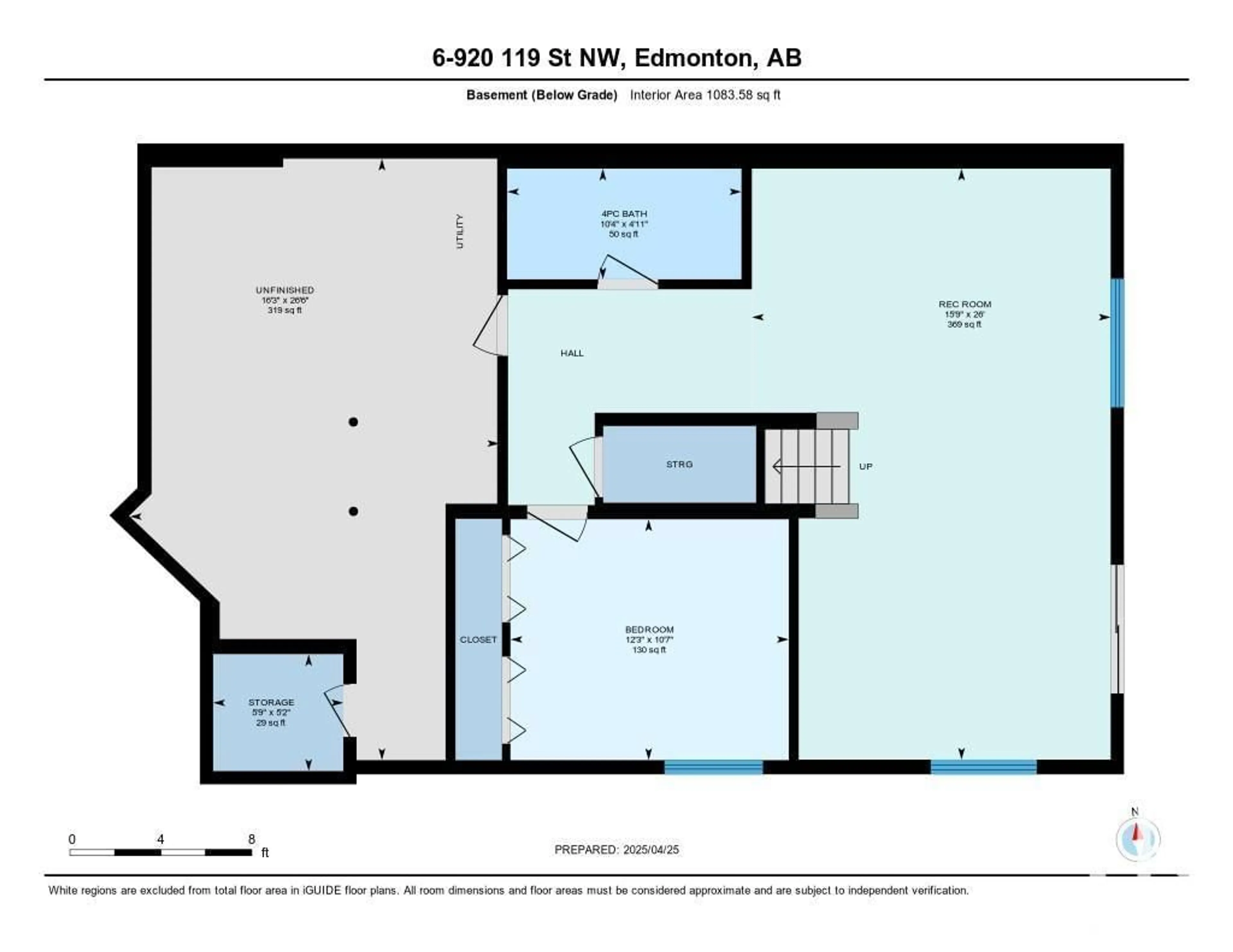 Floor plan for #6 - 920 119 ST, Edmonton Alberta T6J7H1