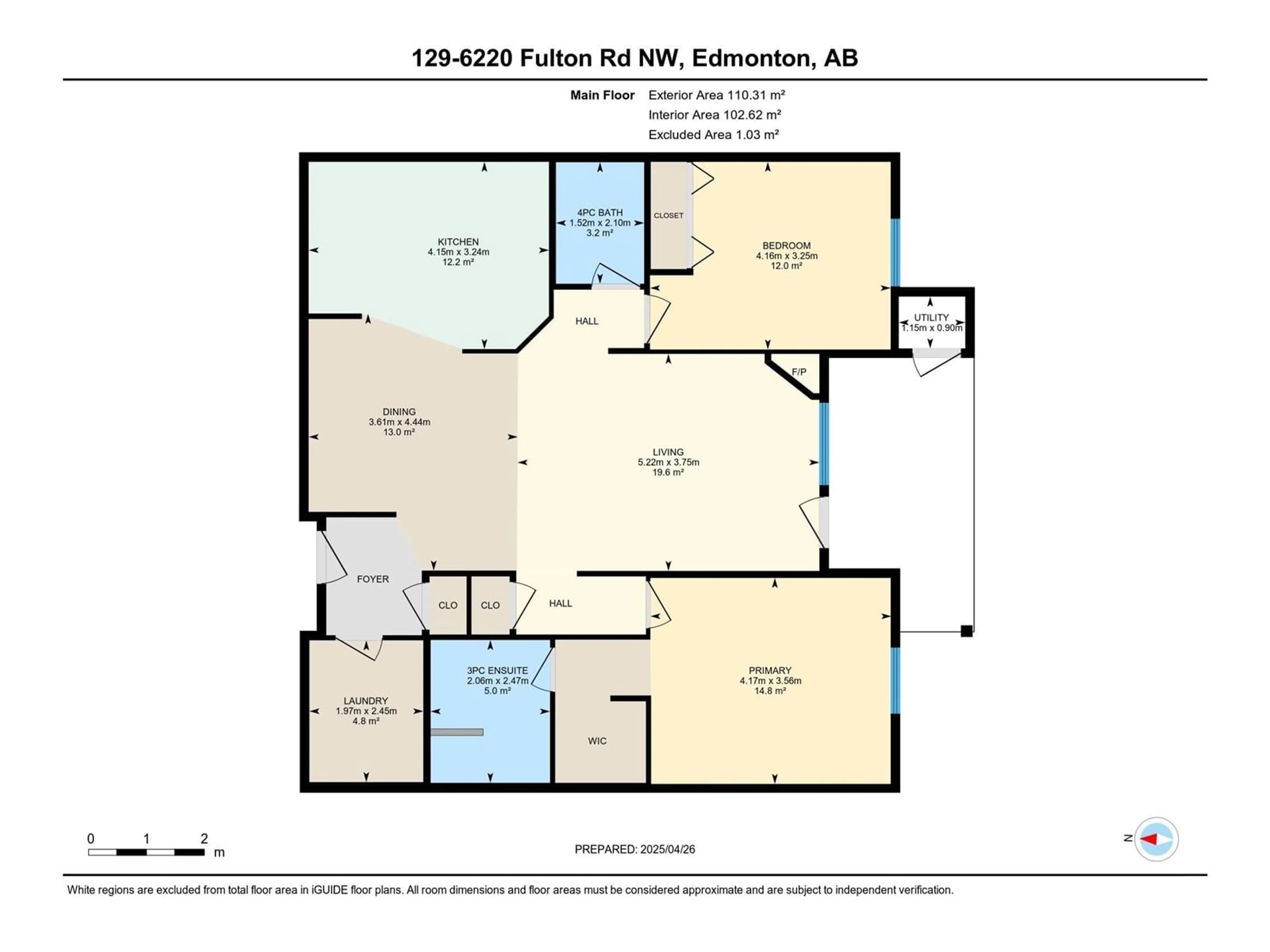 Floor plan for 129 6220 FULTON RD, Edmonton Alberta T6A3T4