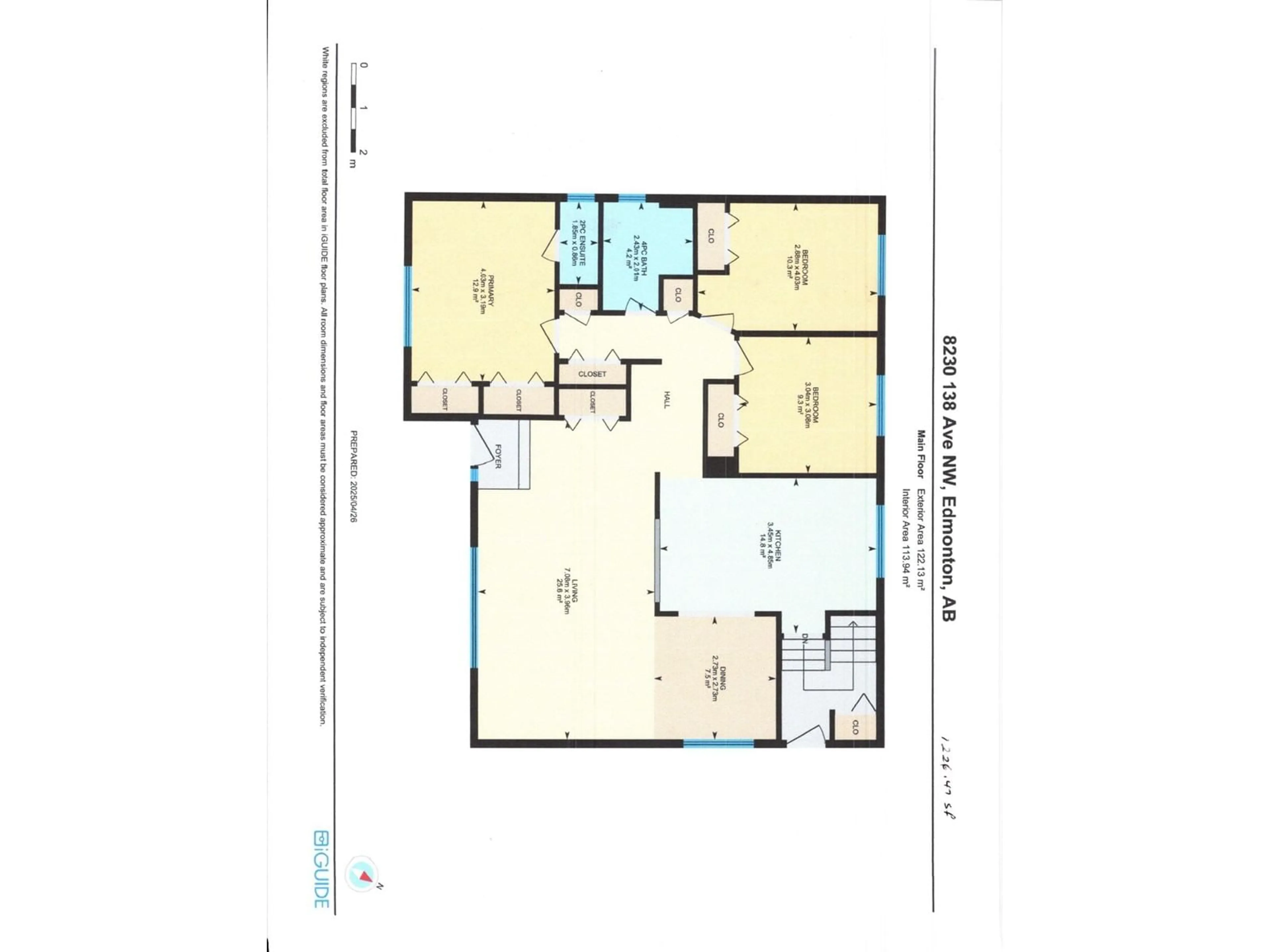 Floor plan for 8320 138 AV, Edmonton Alberta T5E2A5
