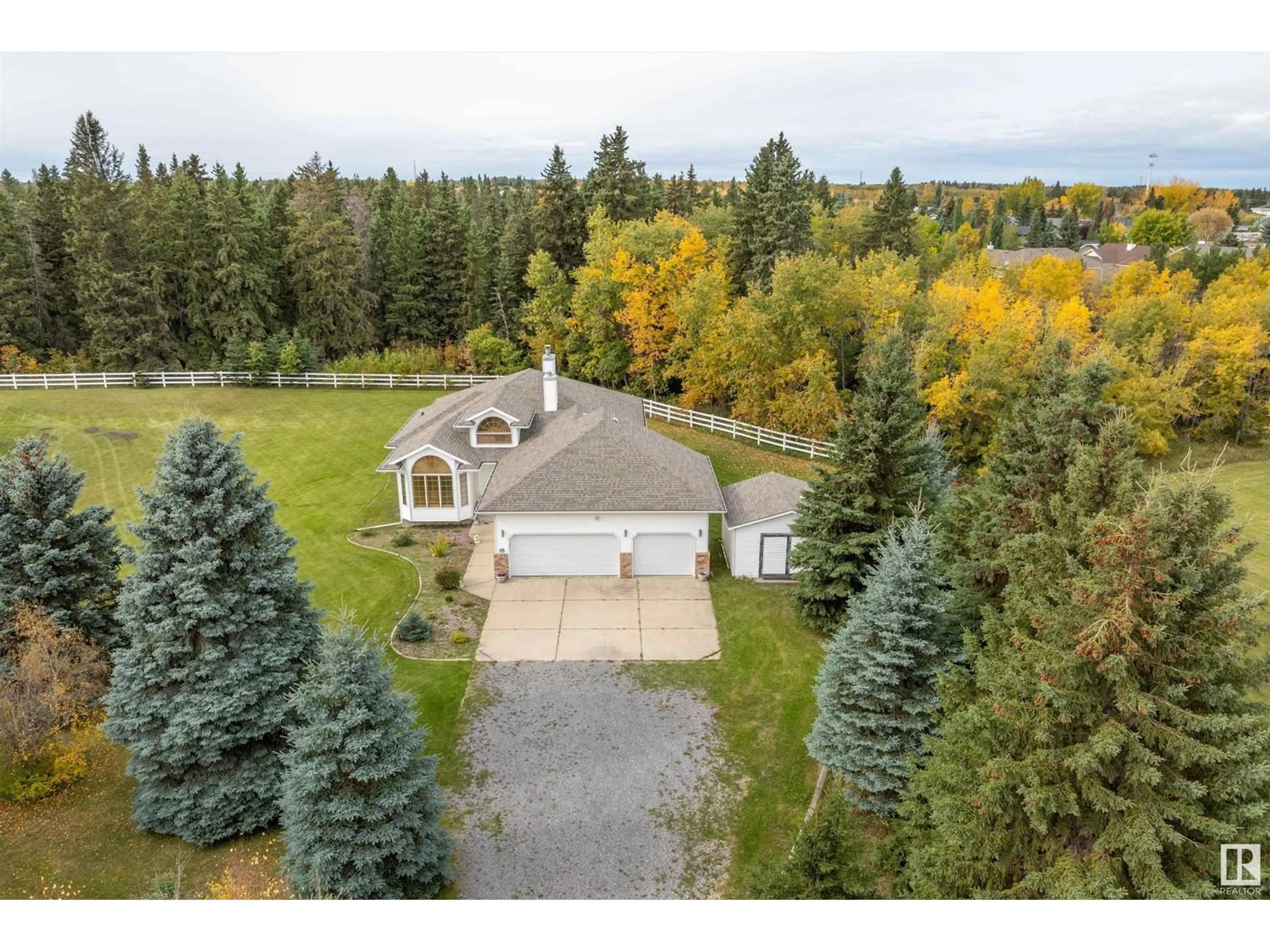 A pic from outside/outdoor area/front of a property/back of a property/a pic from drone, forest/trees view for 474062 HIGHWAY 2A, Rural Wetaskiwin County Alberta T0C1Z0