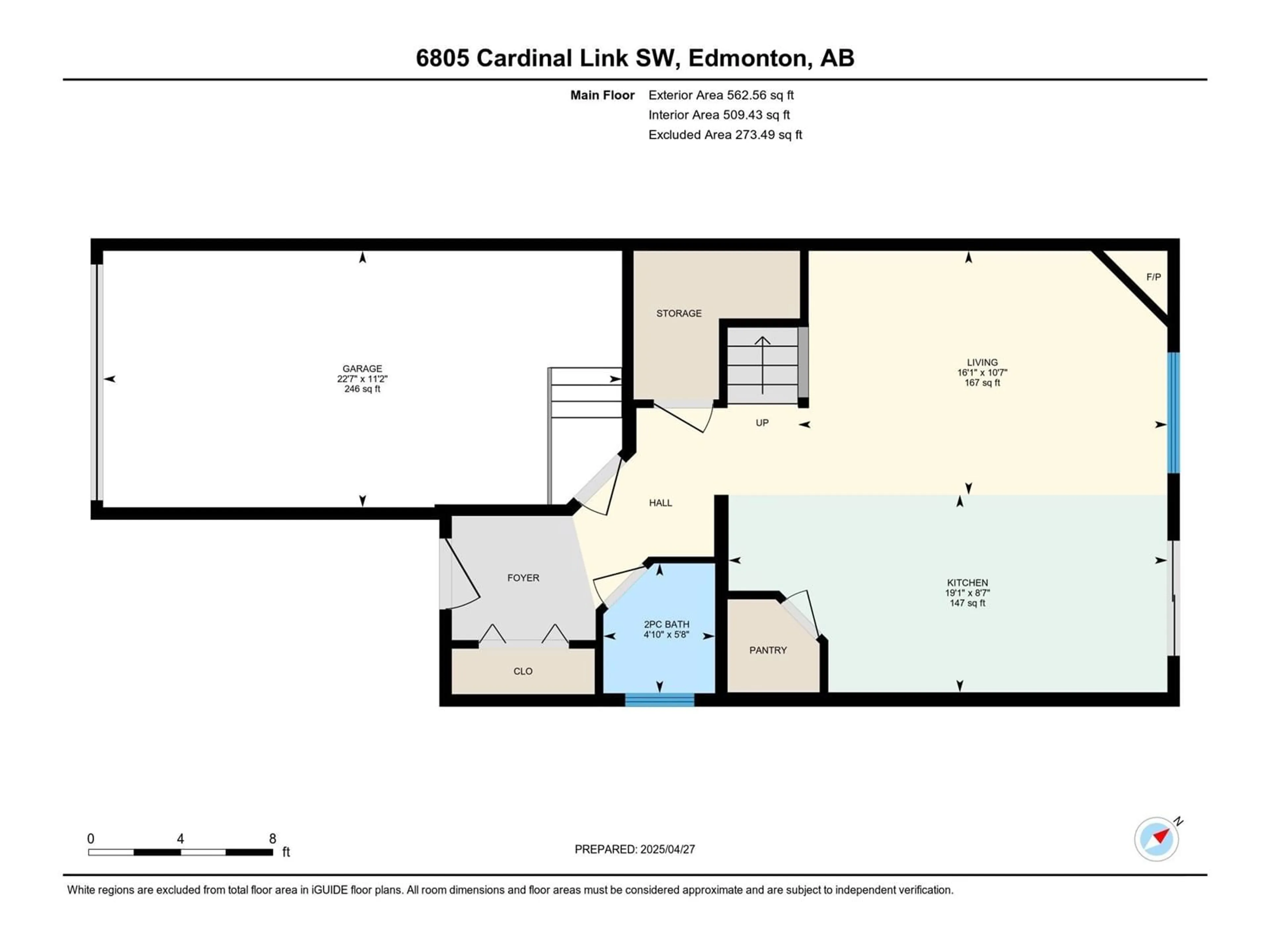 Floor plan for SW - 6805 CARDINAL LI, Edmonton Alberta T6W1Y9