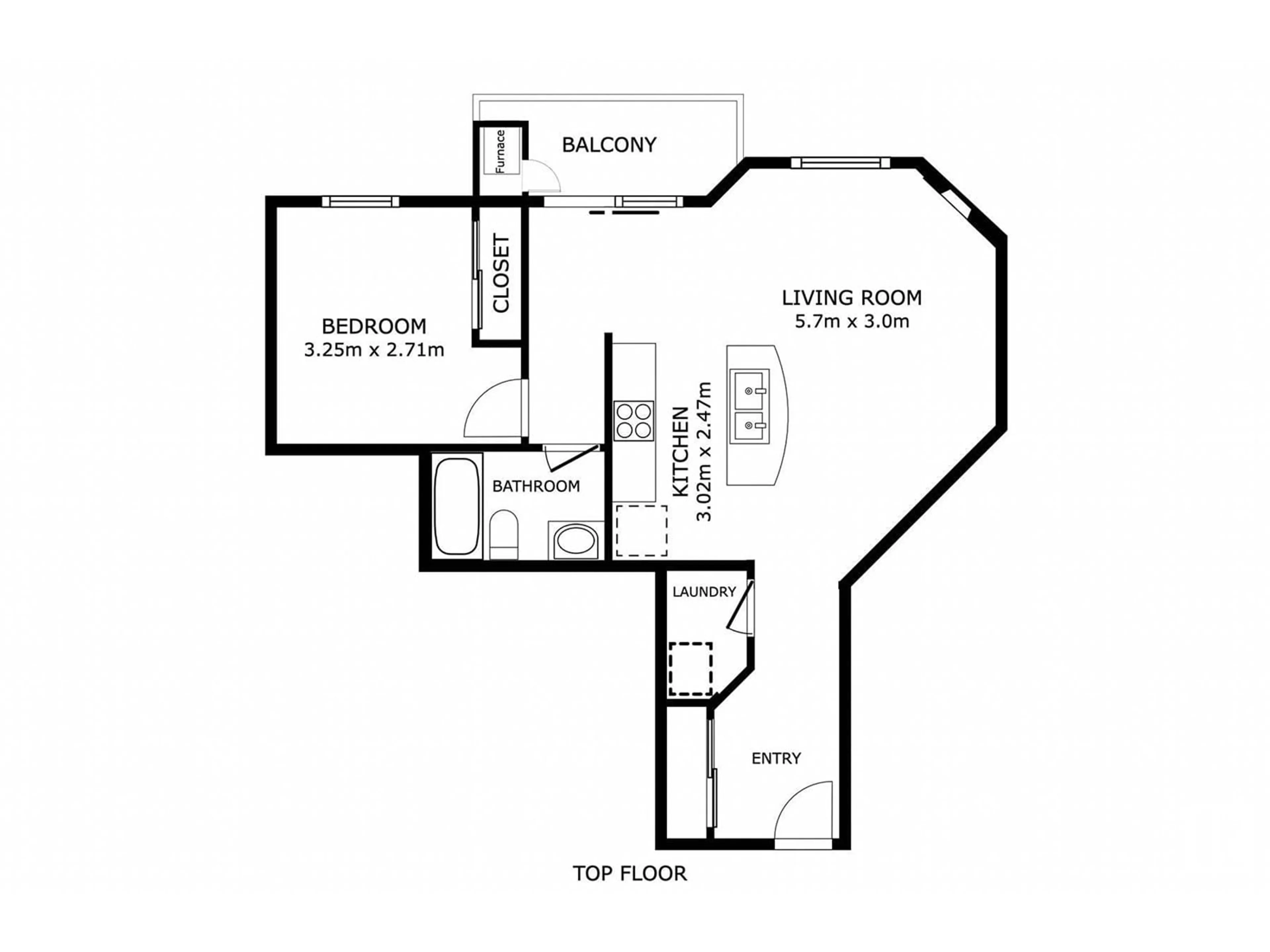 Floor plan for 416 - 10118 106 AV, Edmonton Alberta T5H0B8