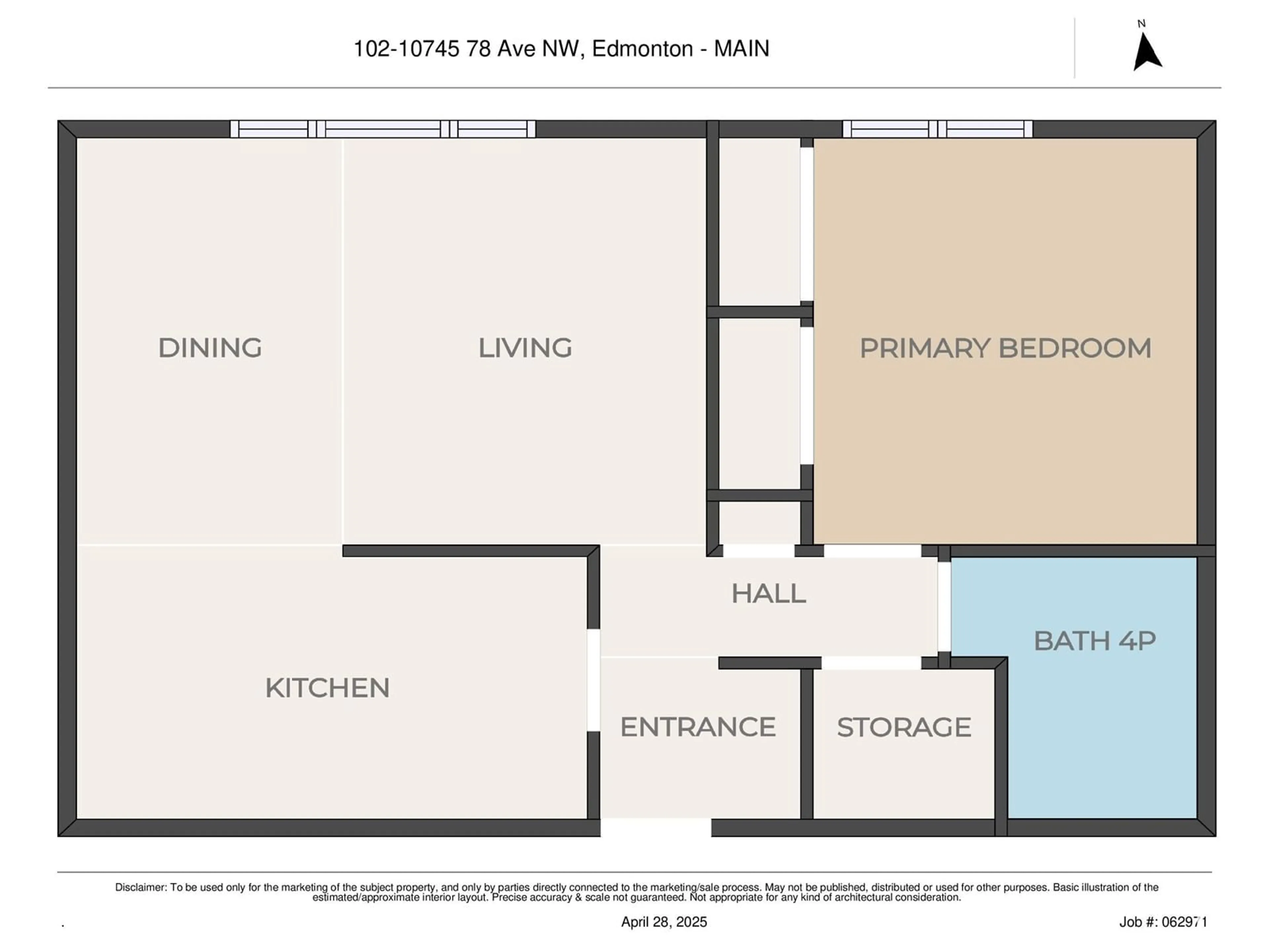 Floor plan for #102 - 10745 78 AV, Edmonton Alberta T6E1P7