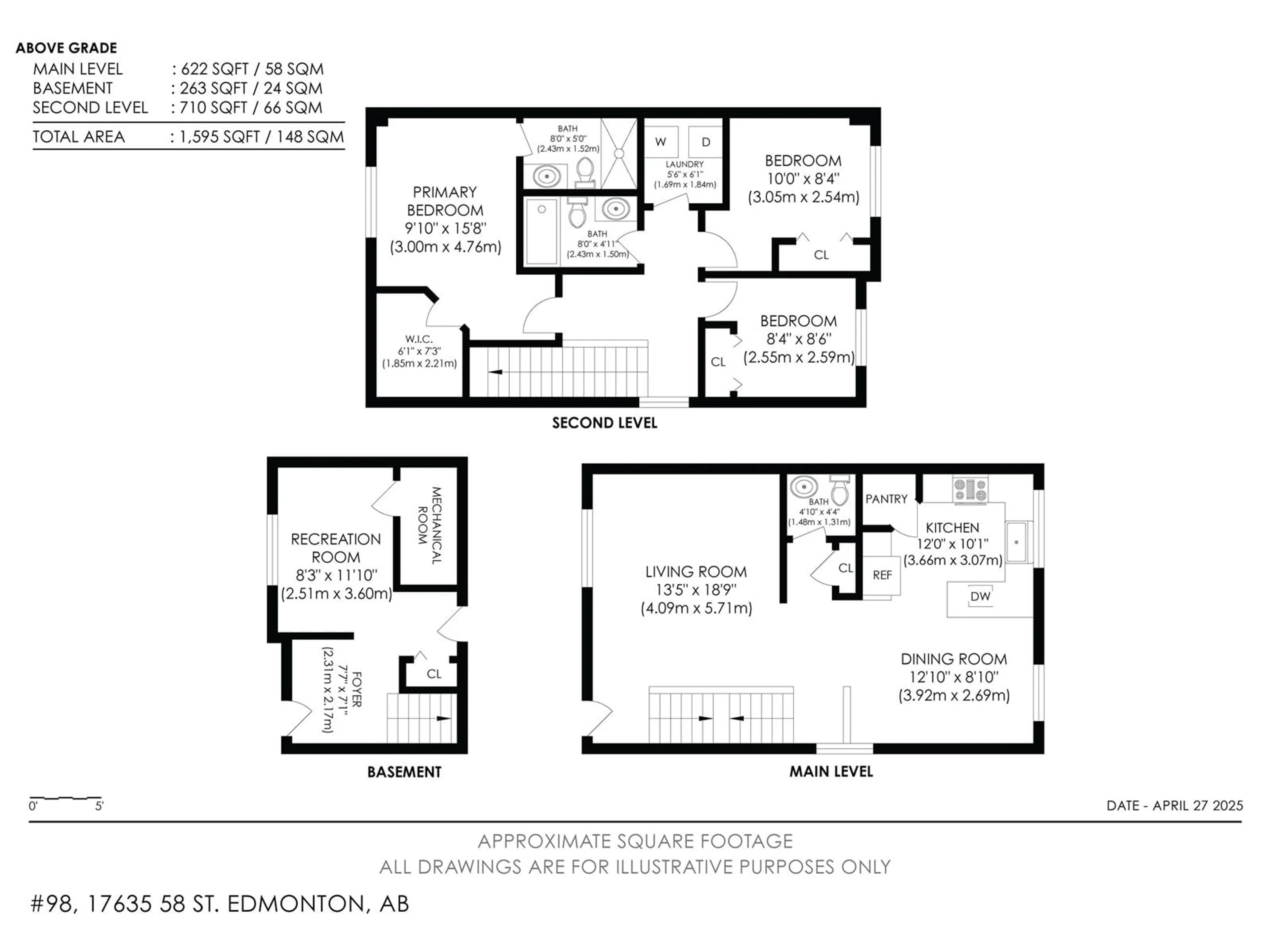Floor plan for NW - 98 17635 58 ST, Edmonton Alberta T5Y4C4