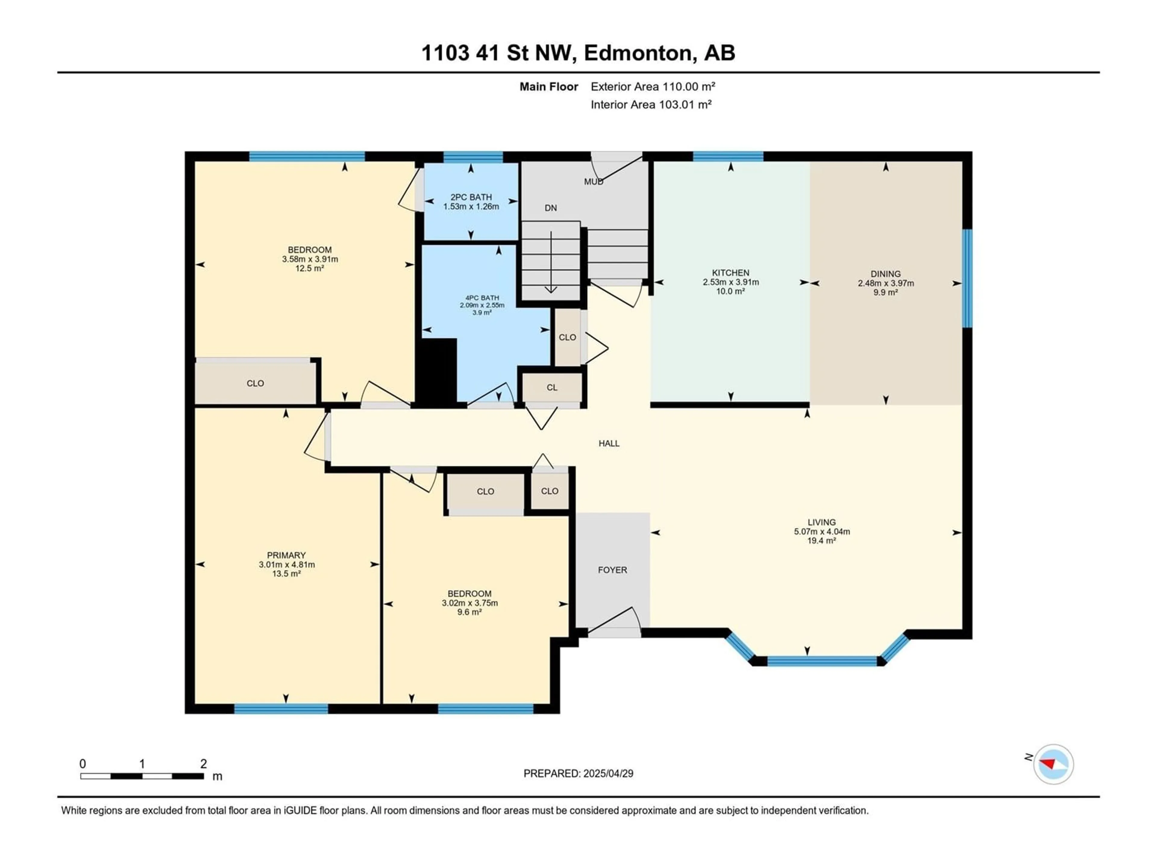 Floor plan for 1103 41 ST, Edmonton Alberta T6L2K3