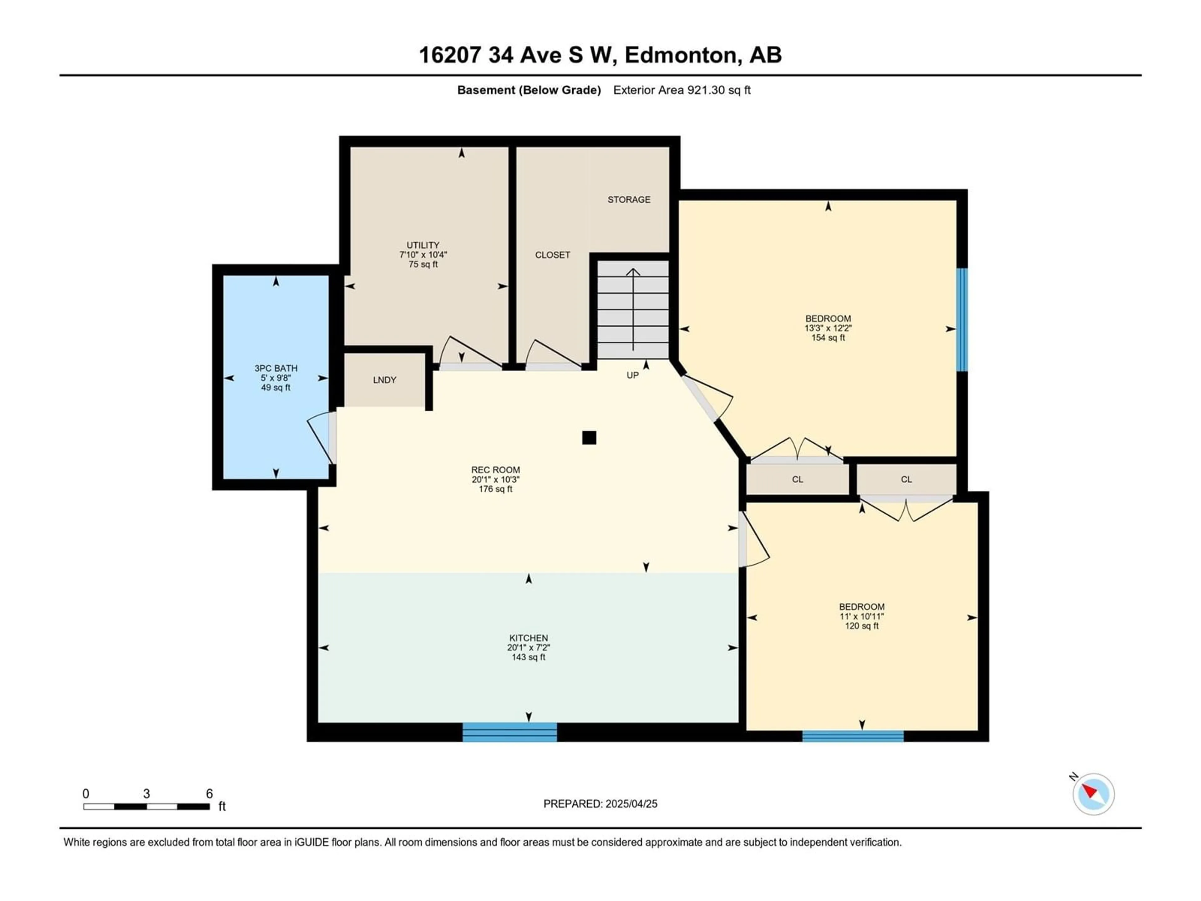 Floor plan for SW SW - 16207 34 AV, Edmonton Alberta T6W4V7
