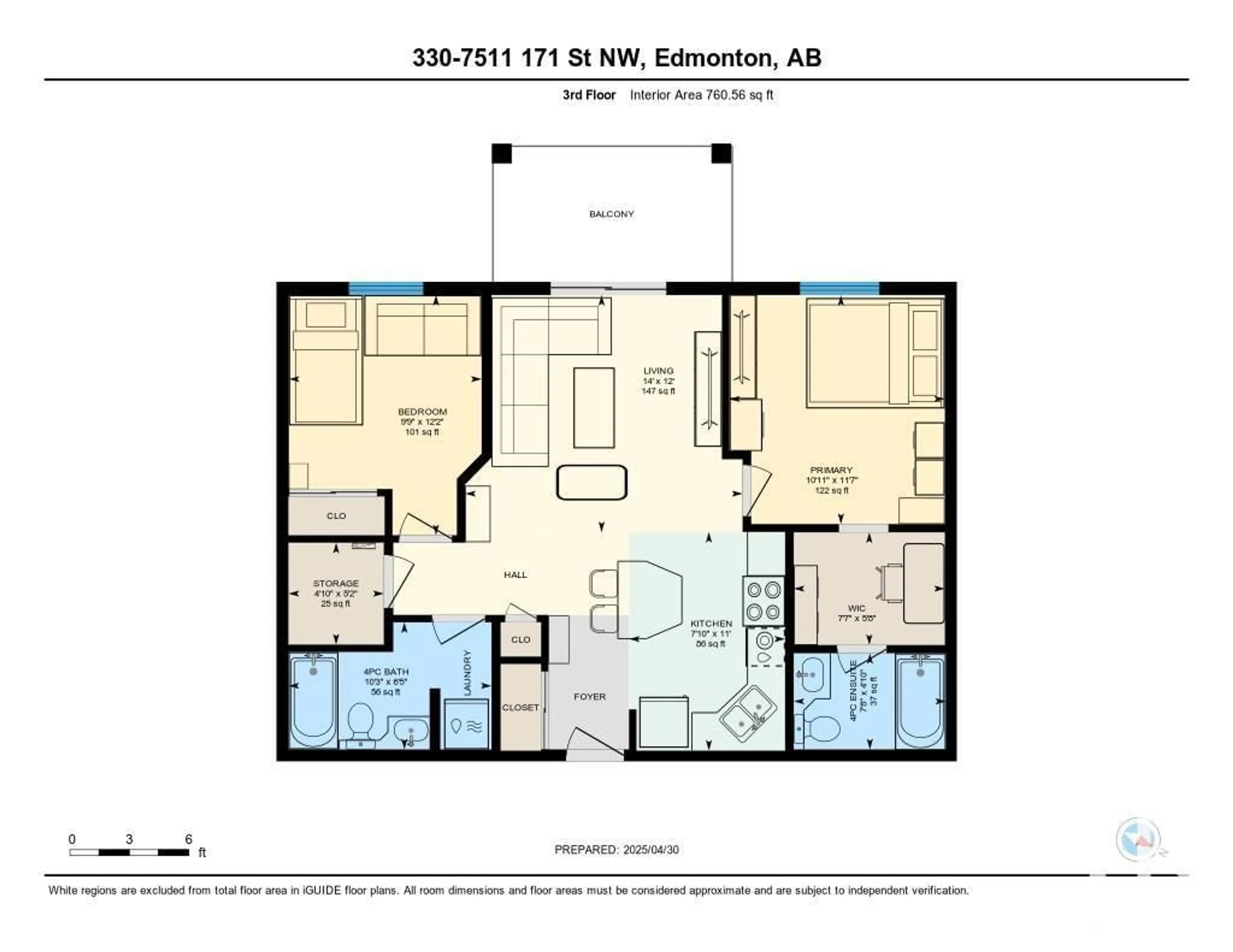 Floor plan for #330 - 7511 171 ST, Edmonton Alberta T5T6S7