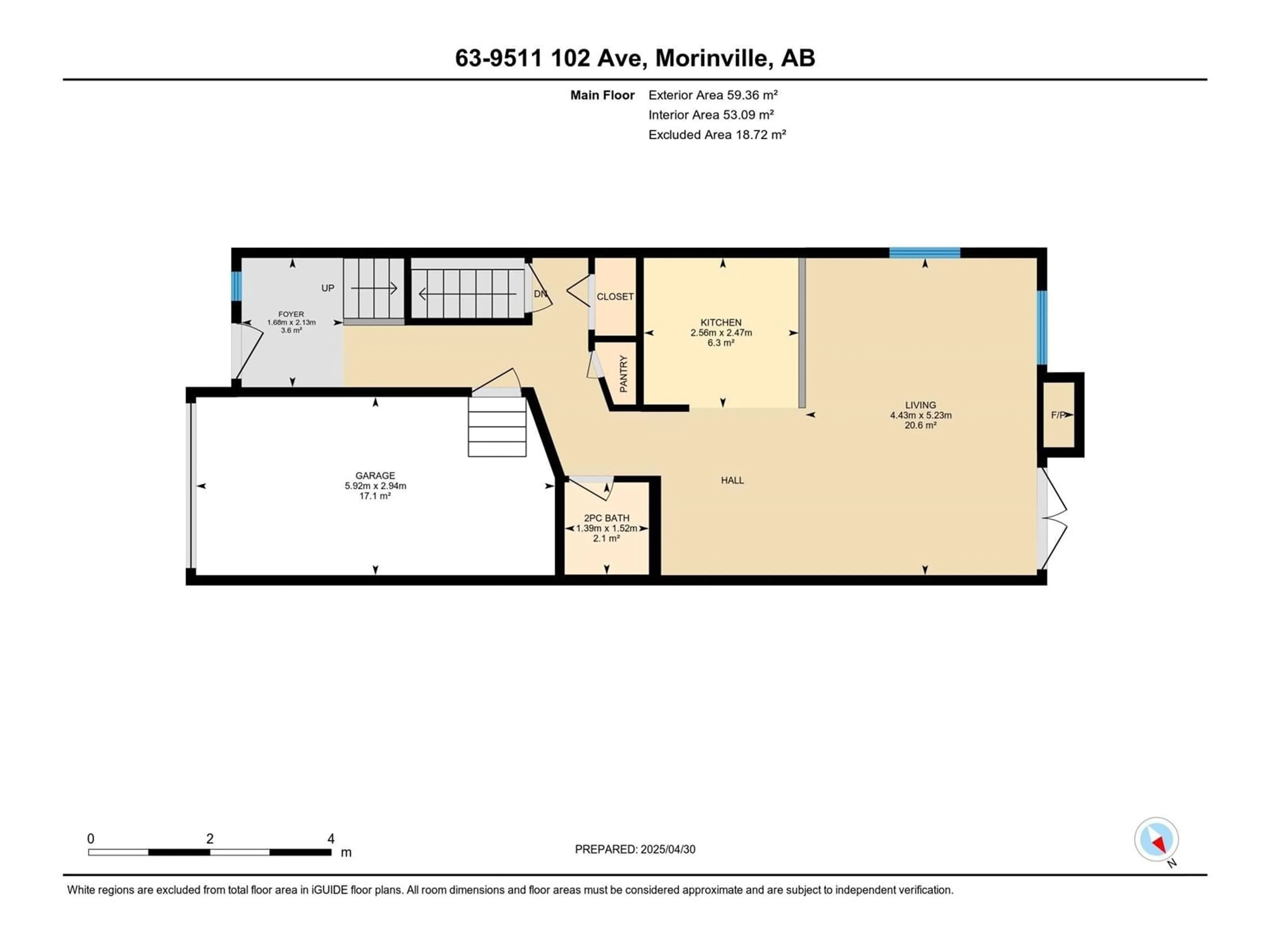 Floor plan for 63 9511 102 AV, Morinville Alberta T8R0C6