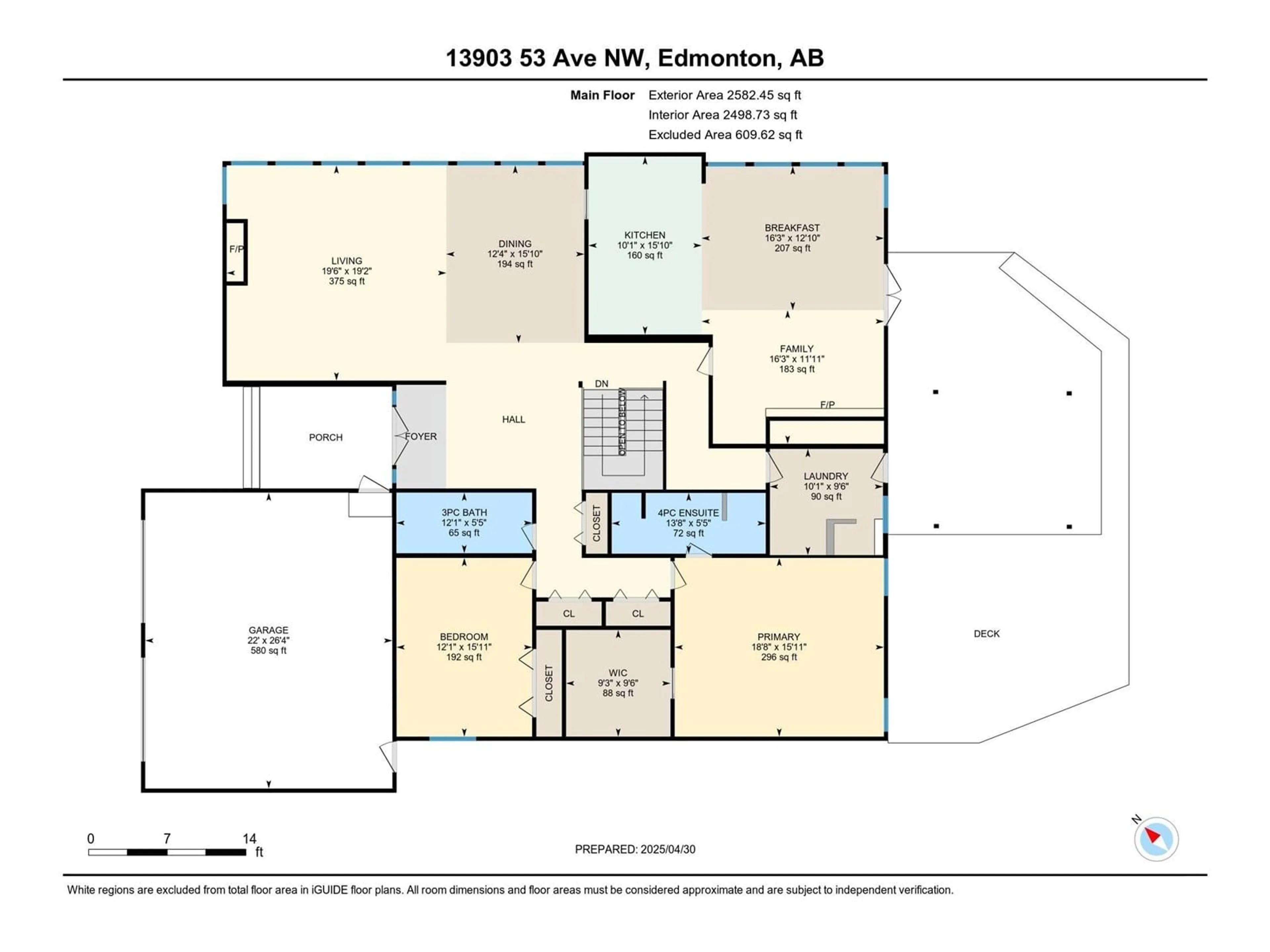 Floor plan for NW - 13903 53 AV, Edmonton Alberta T6H0S9