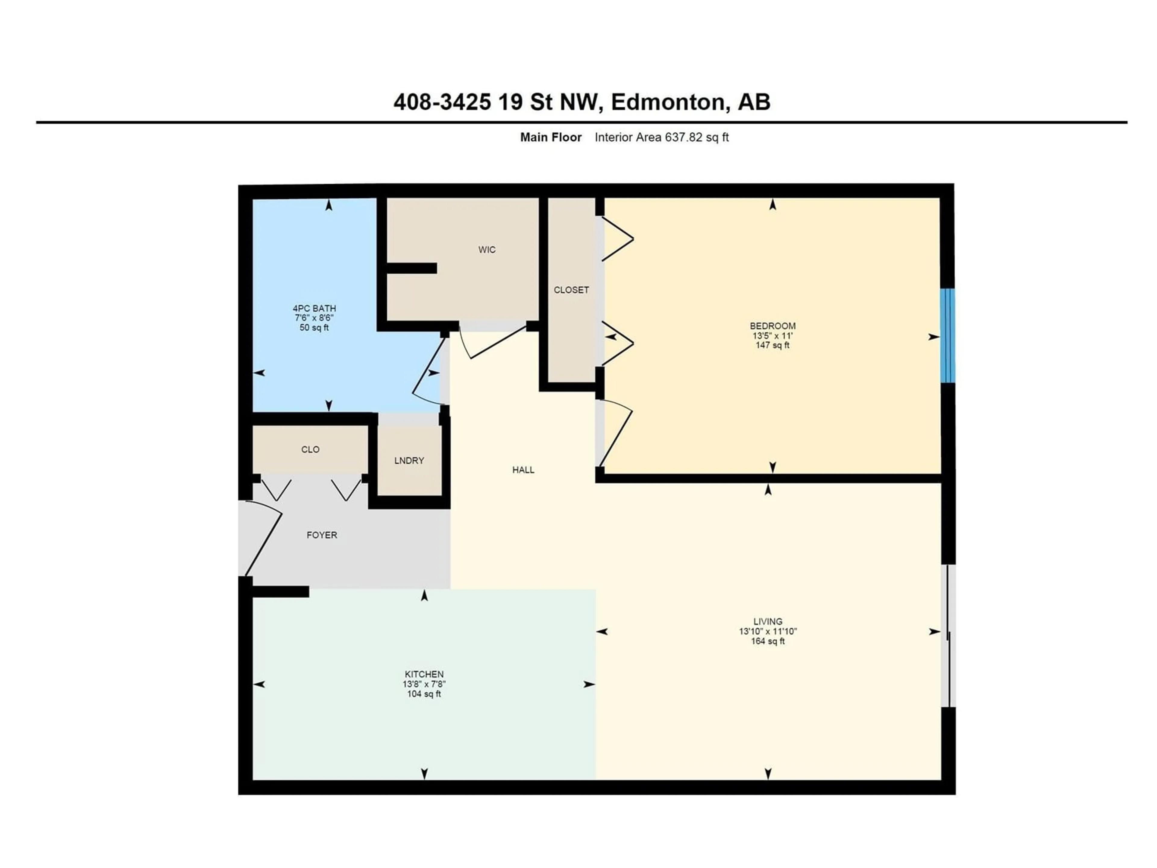 Floor plan for #408 - 3425 19 ST, Edmonton Alberta T6T2B5