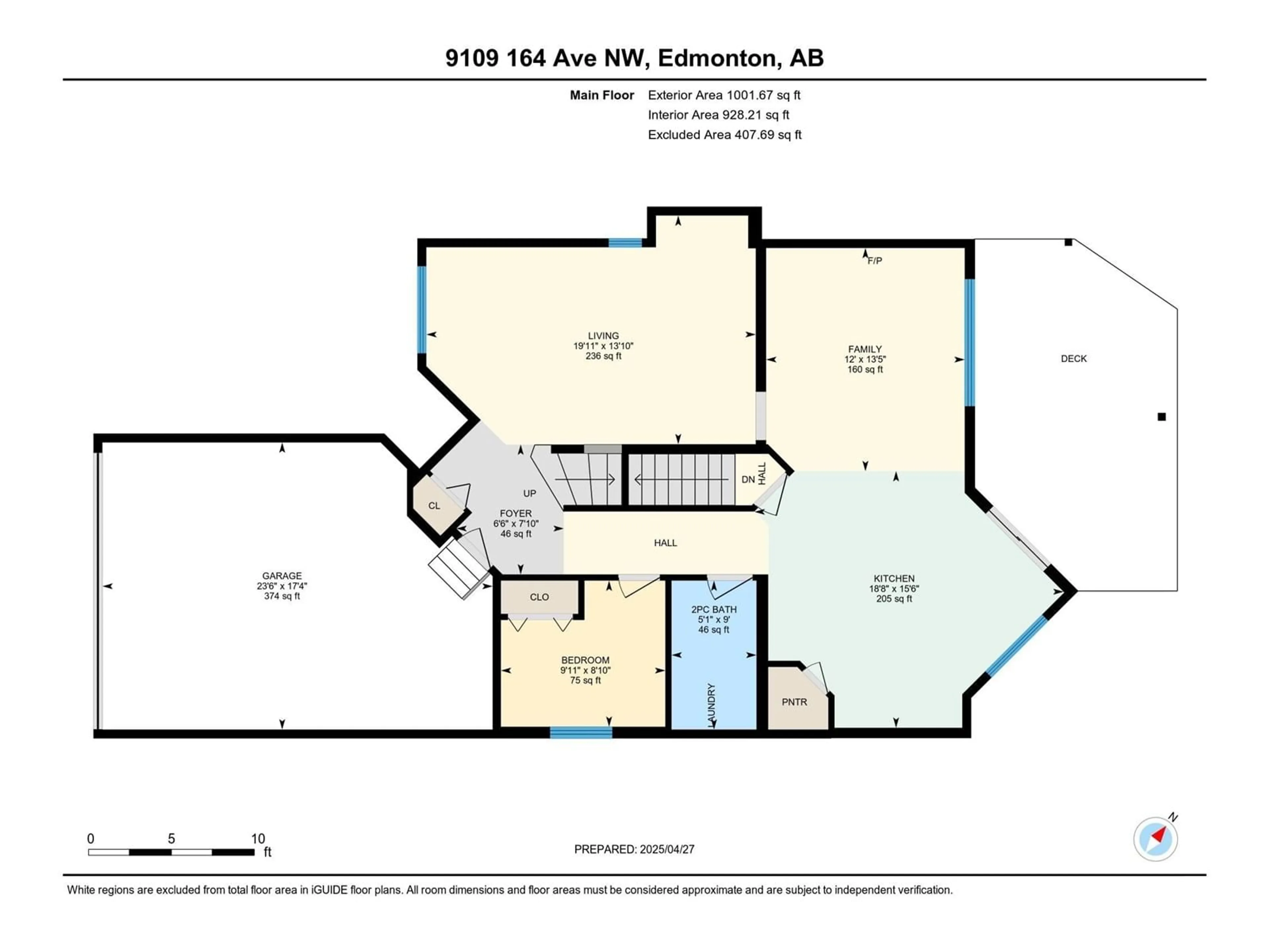 Floor plan for 9109 164 AV, Edmonton Alberta T5Z3H7