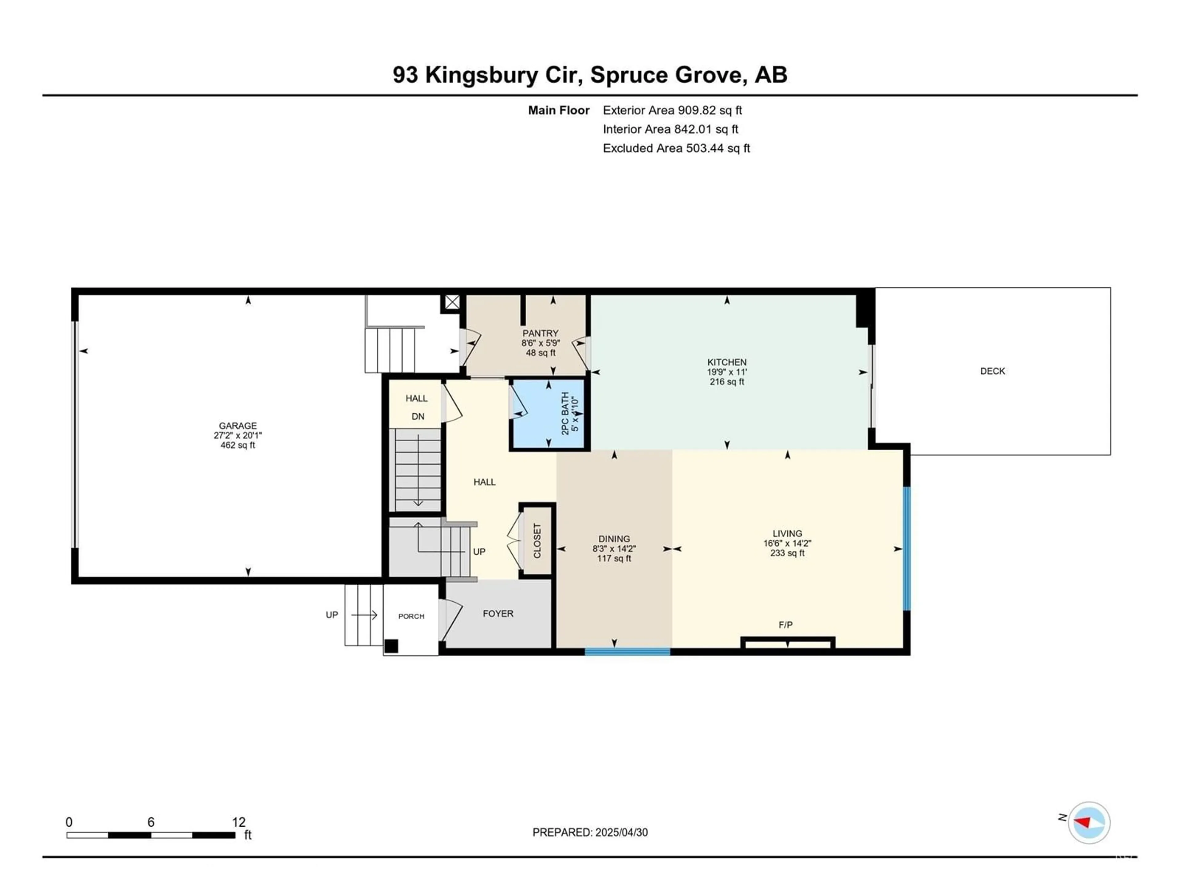 Floor plan for 93 KINGSBURY CI, Spruce Grove Alberta T7X0C9