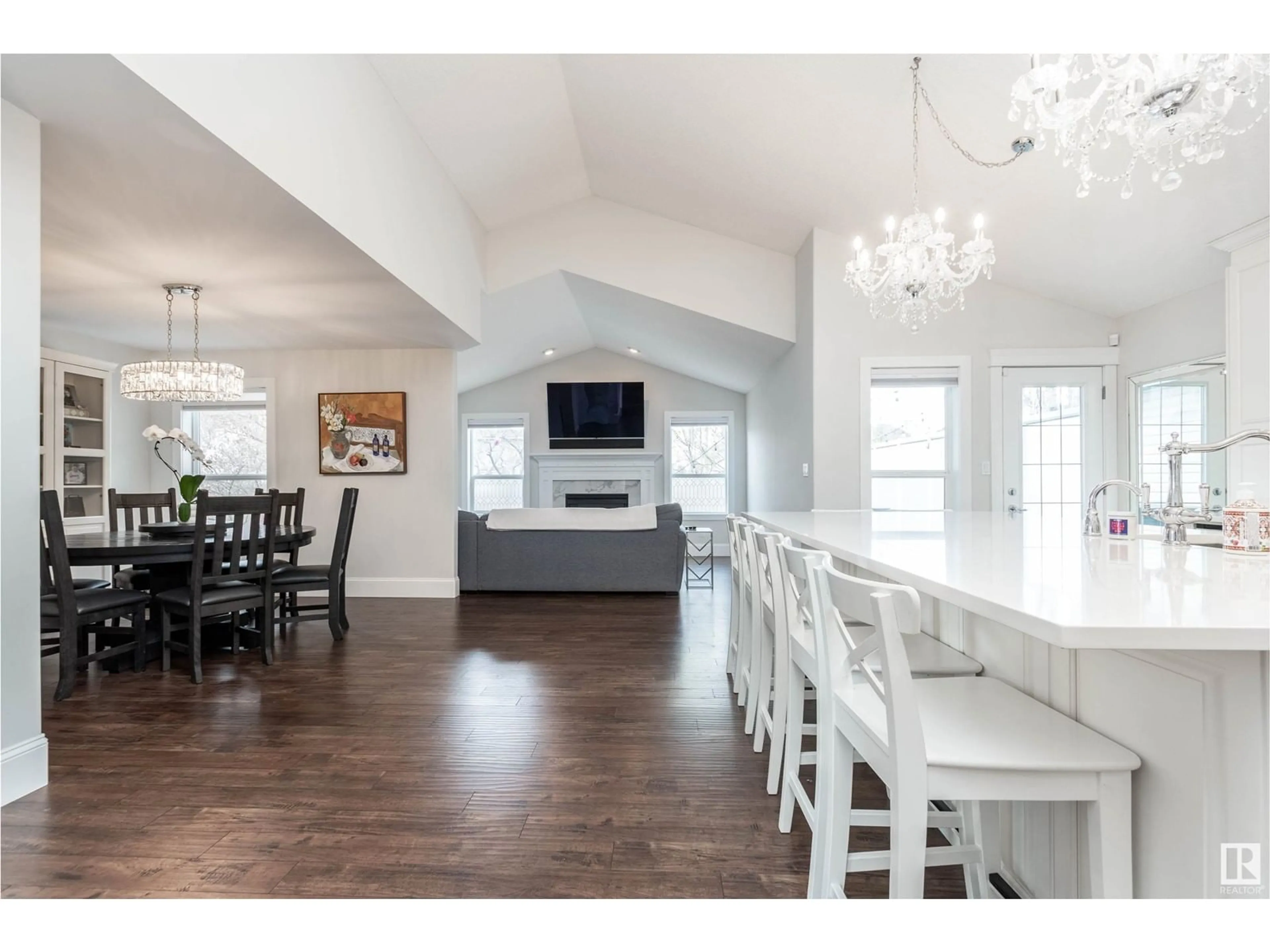 Open concept kitchen, wood/laminate floor for 224 NEWCASTLE CR, Sherwood Park Alberta T8A6K8