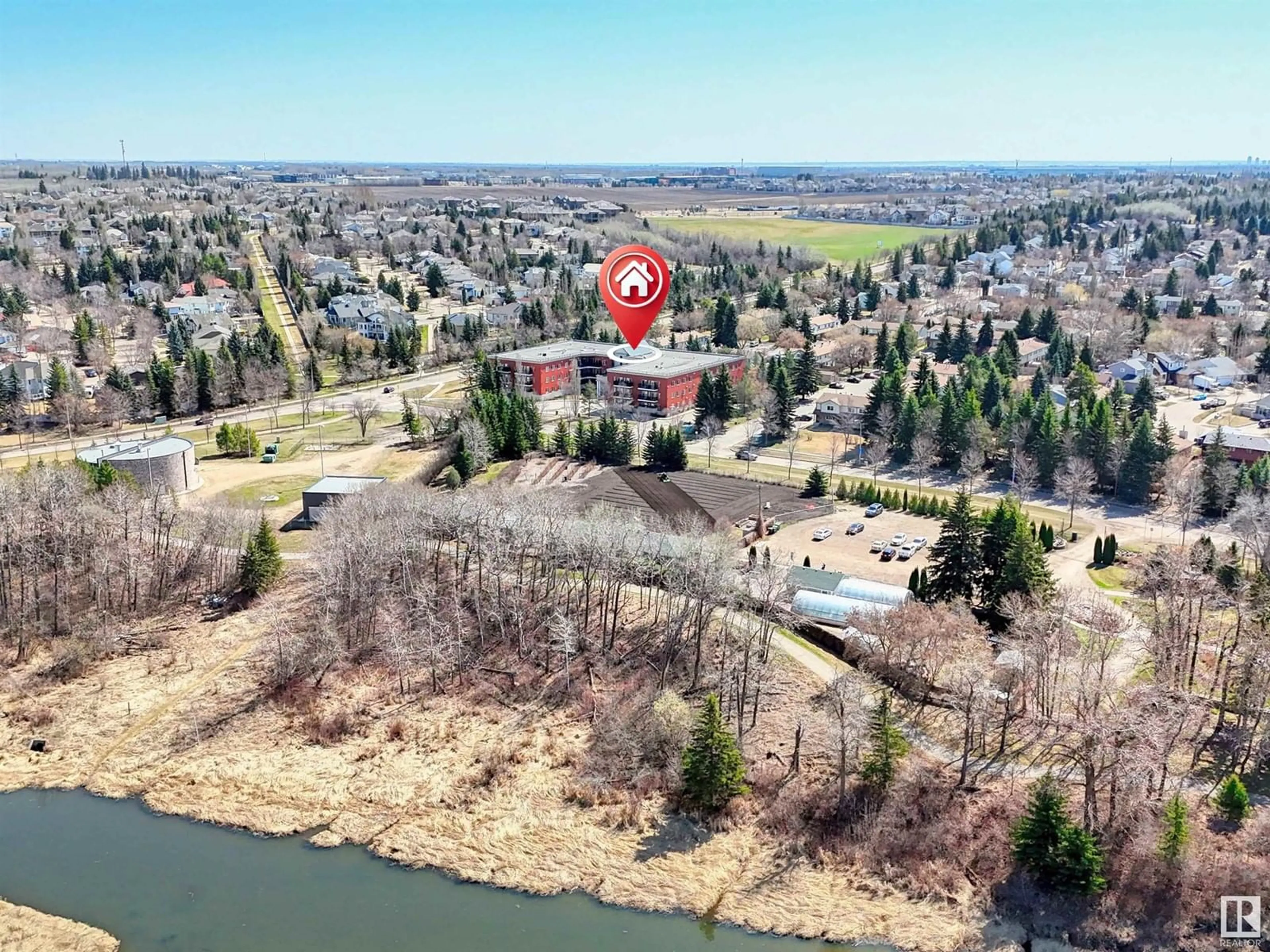 A pic from outside/outdoor area/front of a property/back of a property/a pic from drone, water/lake/river/ocean view for #105 - 260 STURGEON RD, St. Albert Alberta T8N7C6