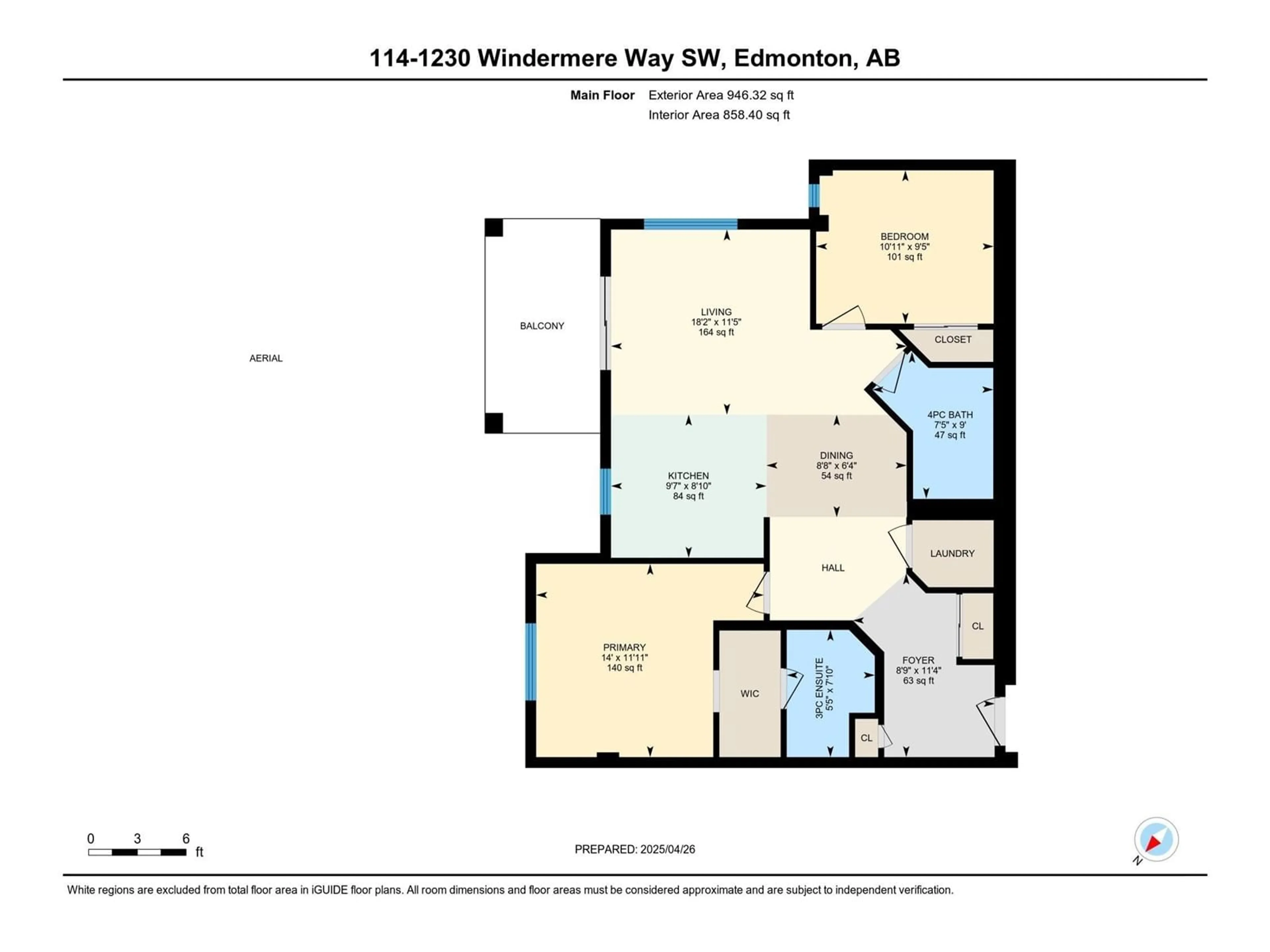 Floor plan for #114 - 1230 WINDERMERE WY, Edmonton Alberta T6W2J3