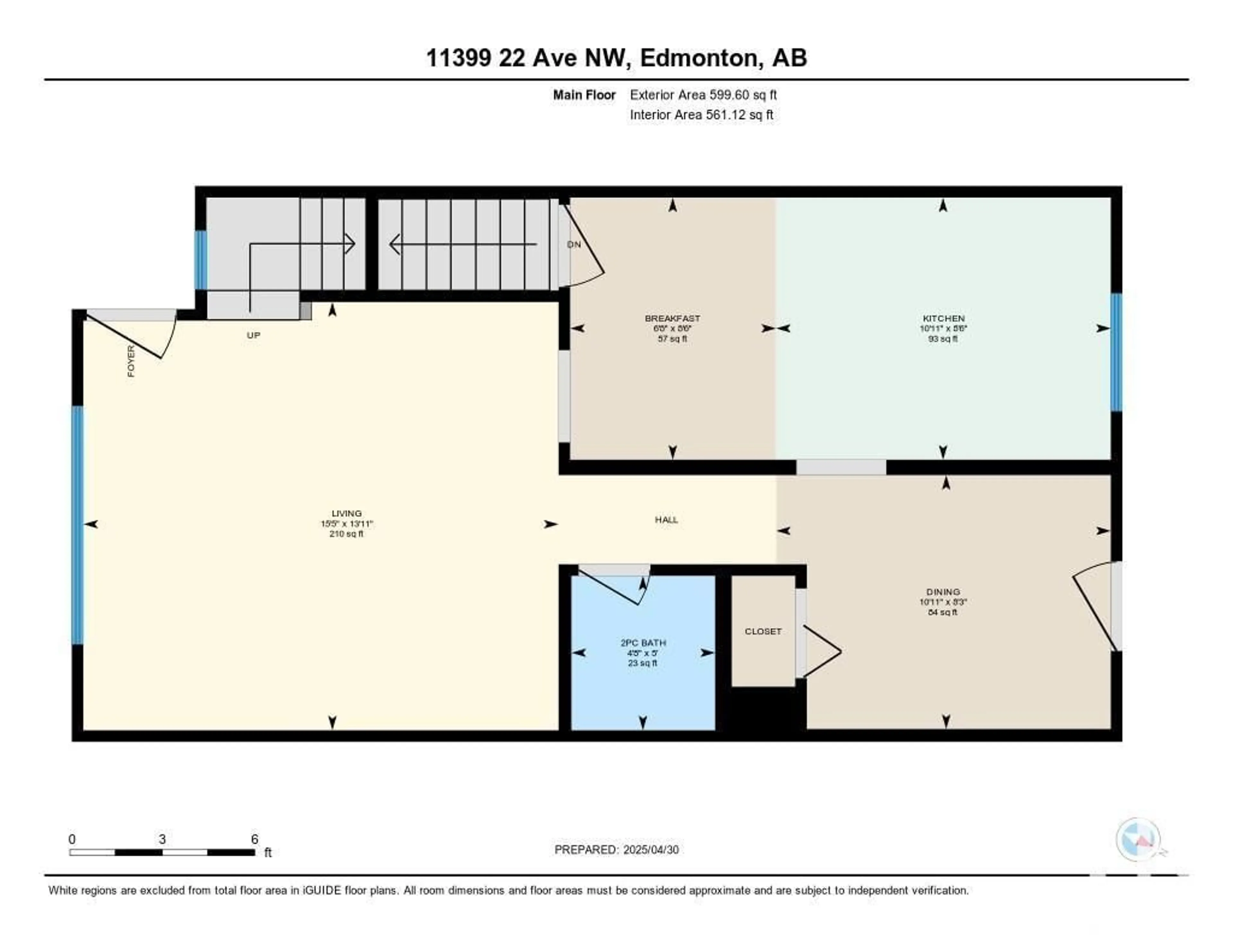 Floor plan for 11399 22 AV, Edmonton Alberta T6J4V8