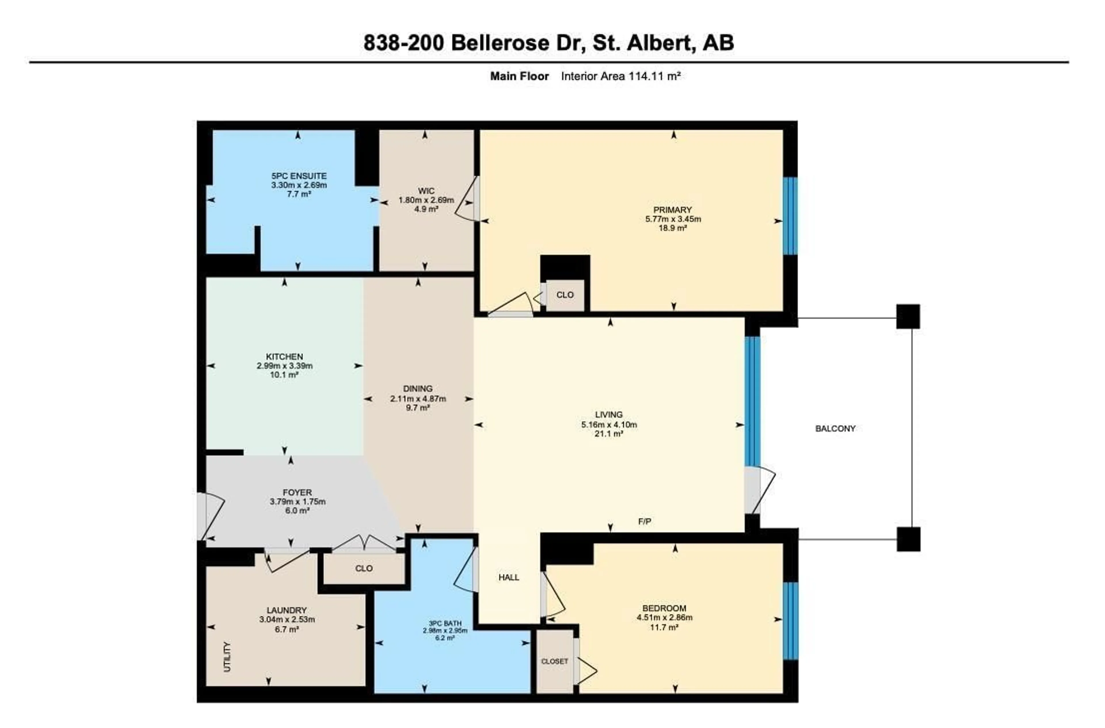 Floor plan for 200 - 838 BELLEROSE DR, St. Albert Alberta T8N7P7