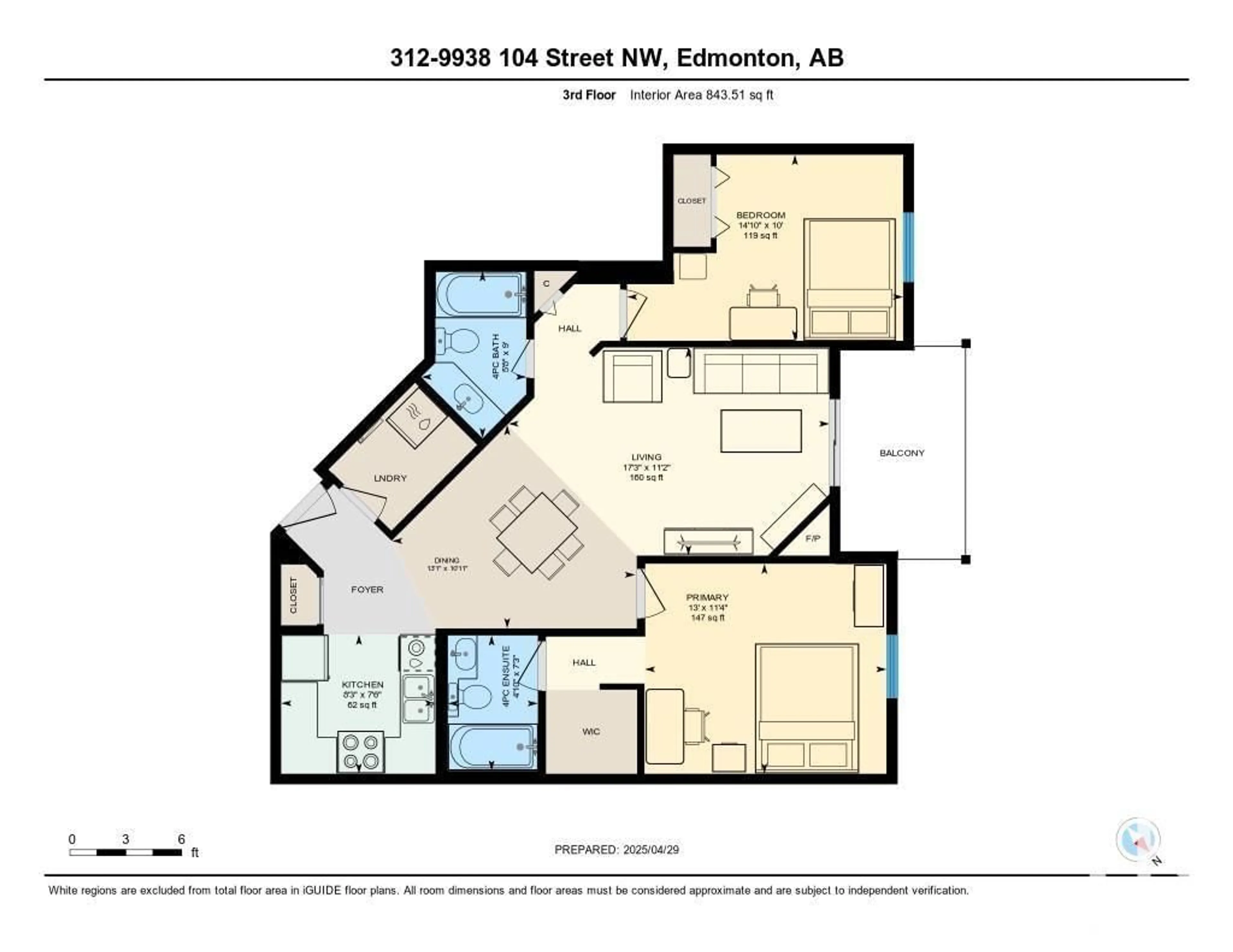 Floor plan for #312 - 9938 104 ST, Edmonton Alberta T5K2K7