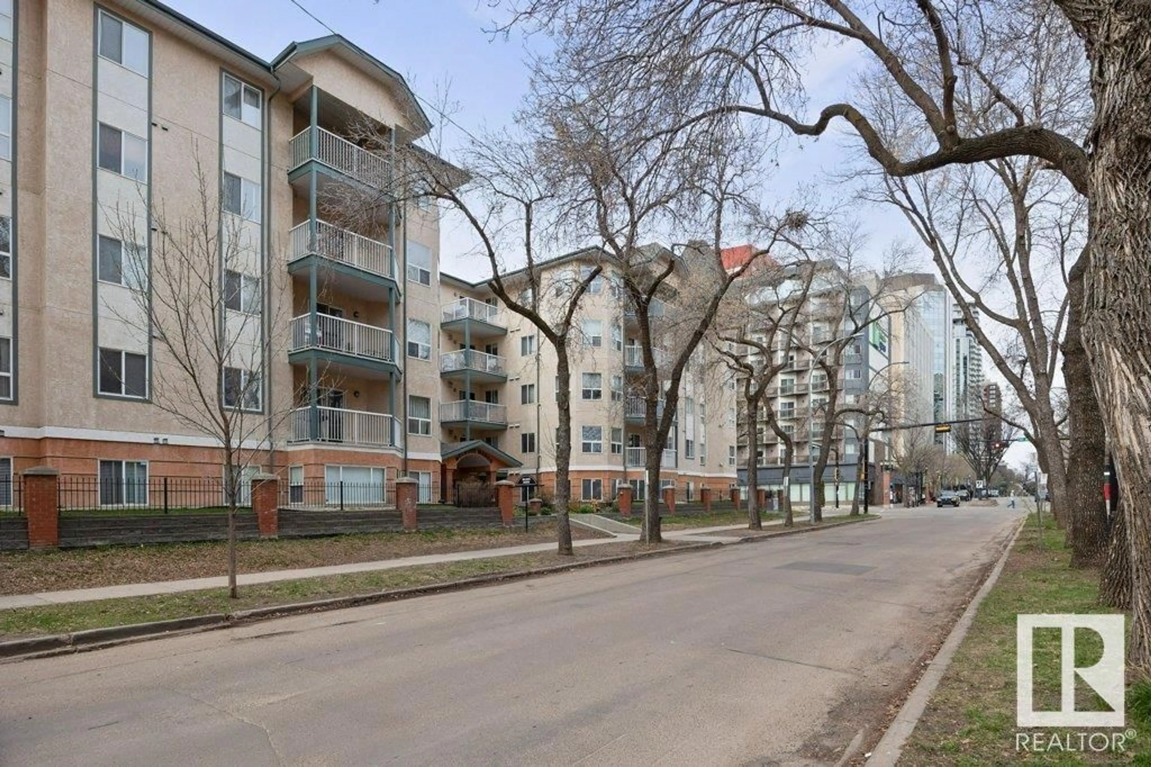 Patio, street for #312 - 9938 104 ST, Edmonton Alberta T5K2K7