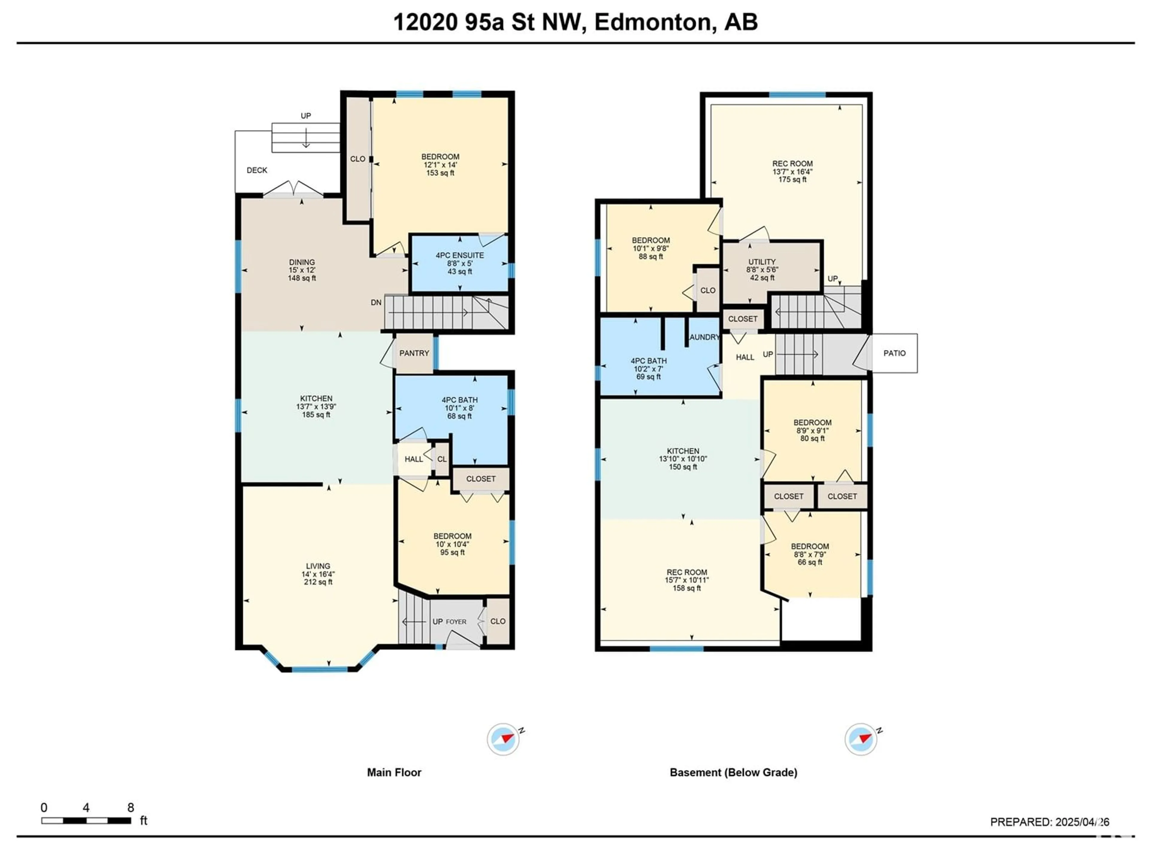 Floor plan for NW - 12020 95A ST, Edmonton Alberta T5G1R7