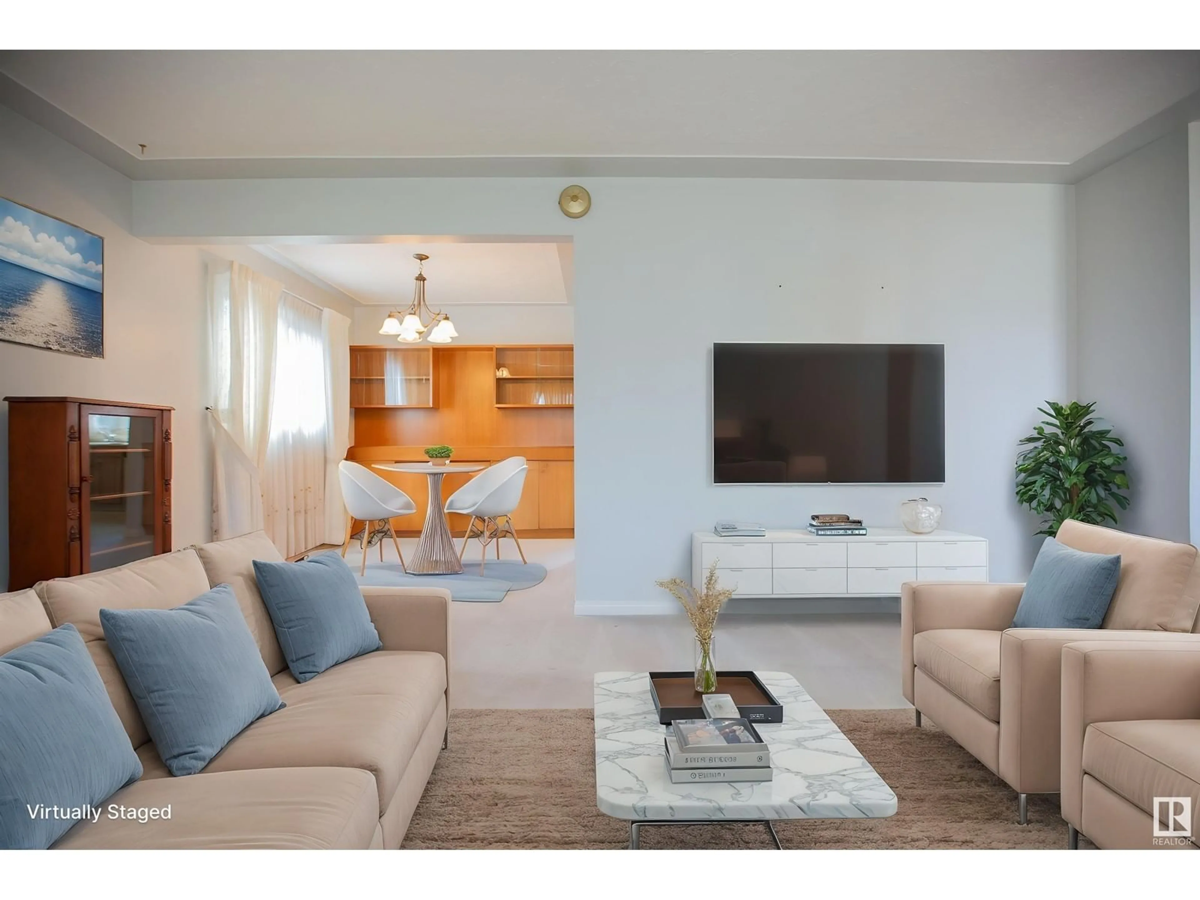 Living room with furniture, wood/laminate floor for 10222 74 ST, Edmonton Alberta T6A2Y1