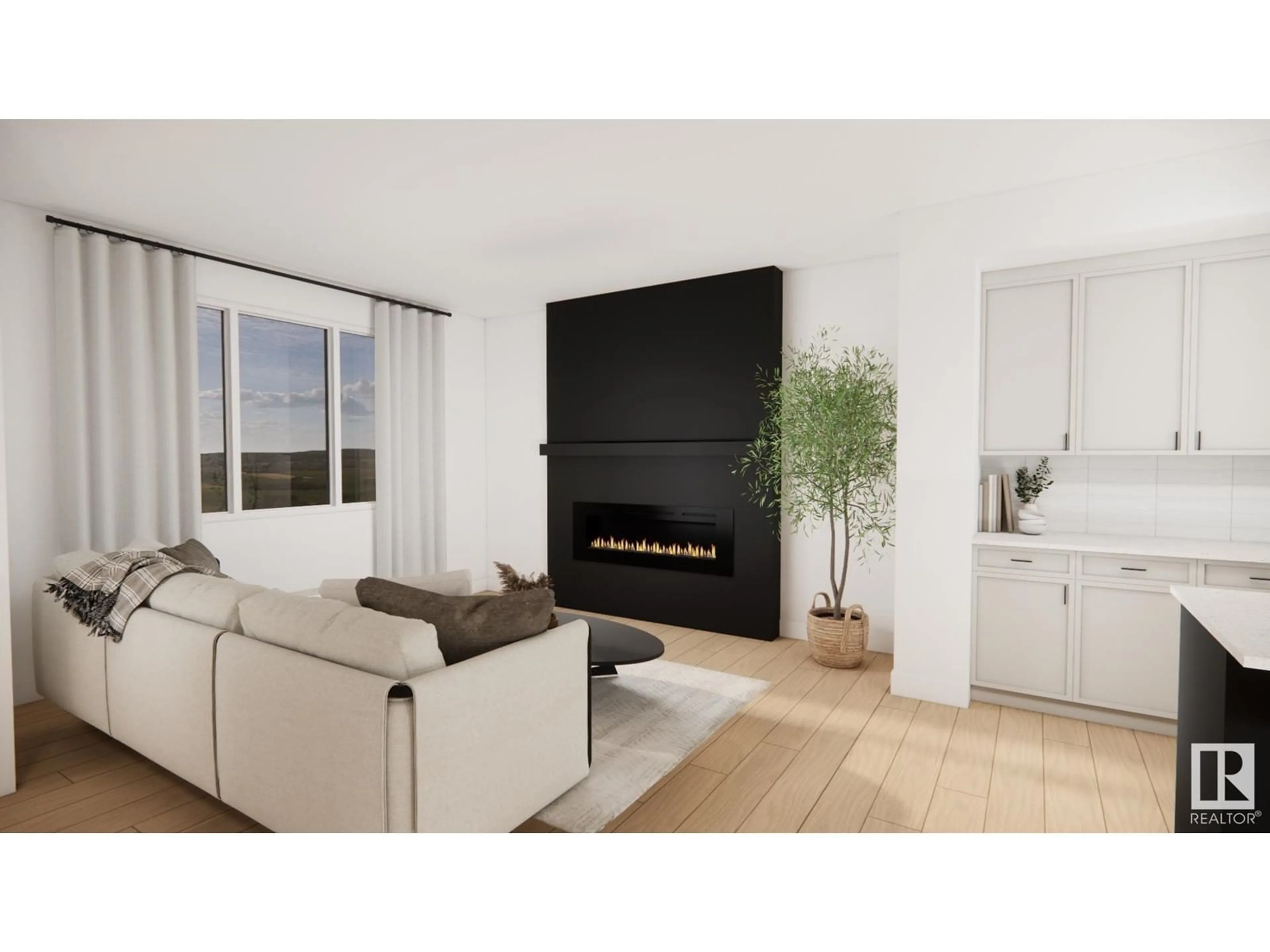 Living room with furniture, wood/laminate floor for 10241 92A AV, Morinville Alberta T8R1A0