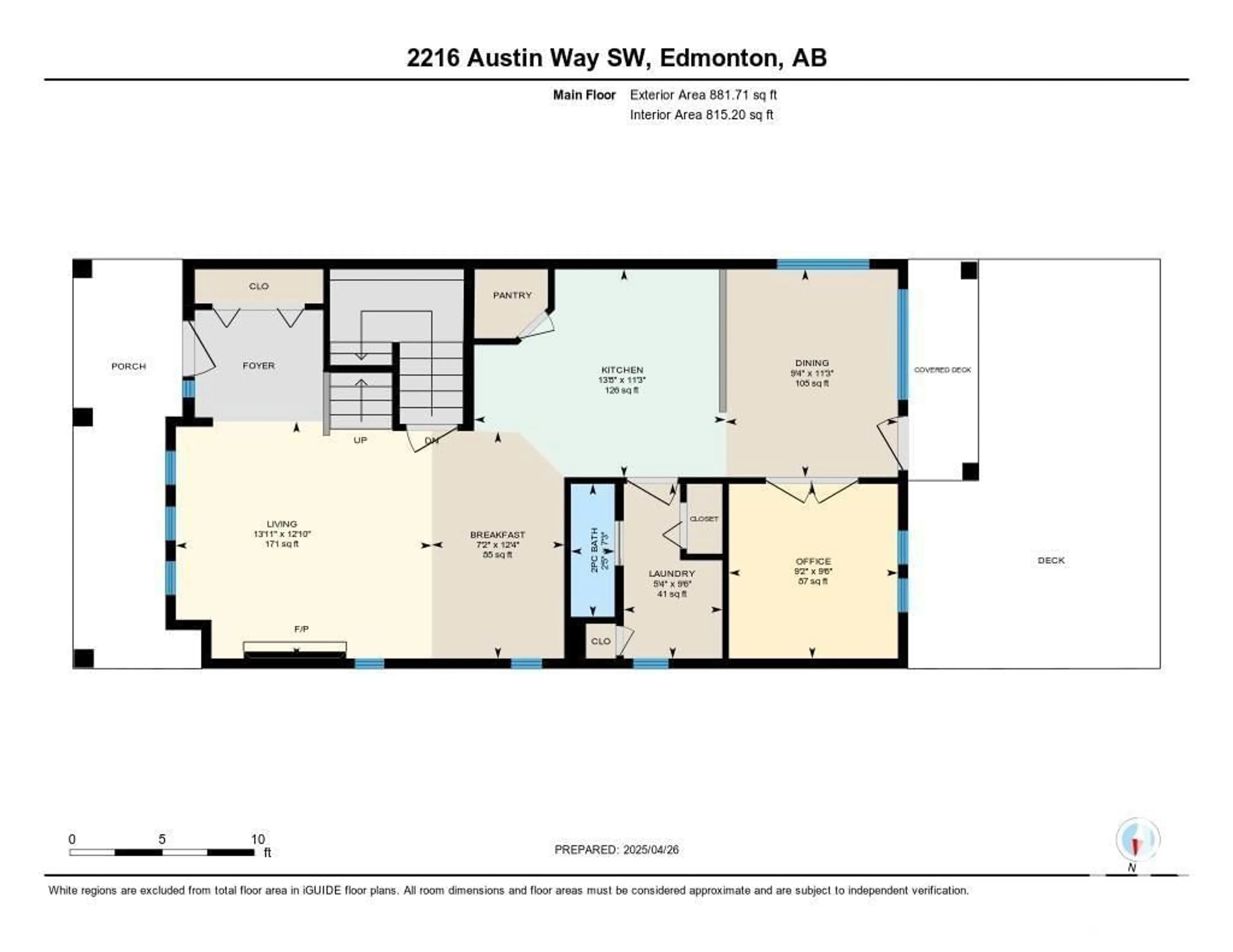 Floor plan for 2216 AUSTIN WY, Edmonton Alberta T6W0L2
