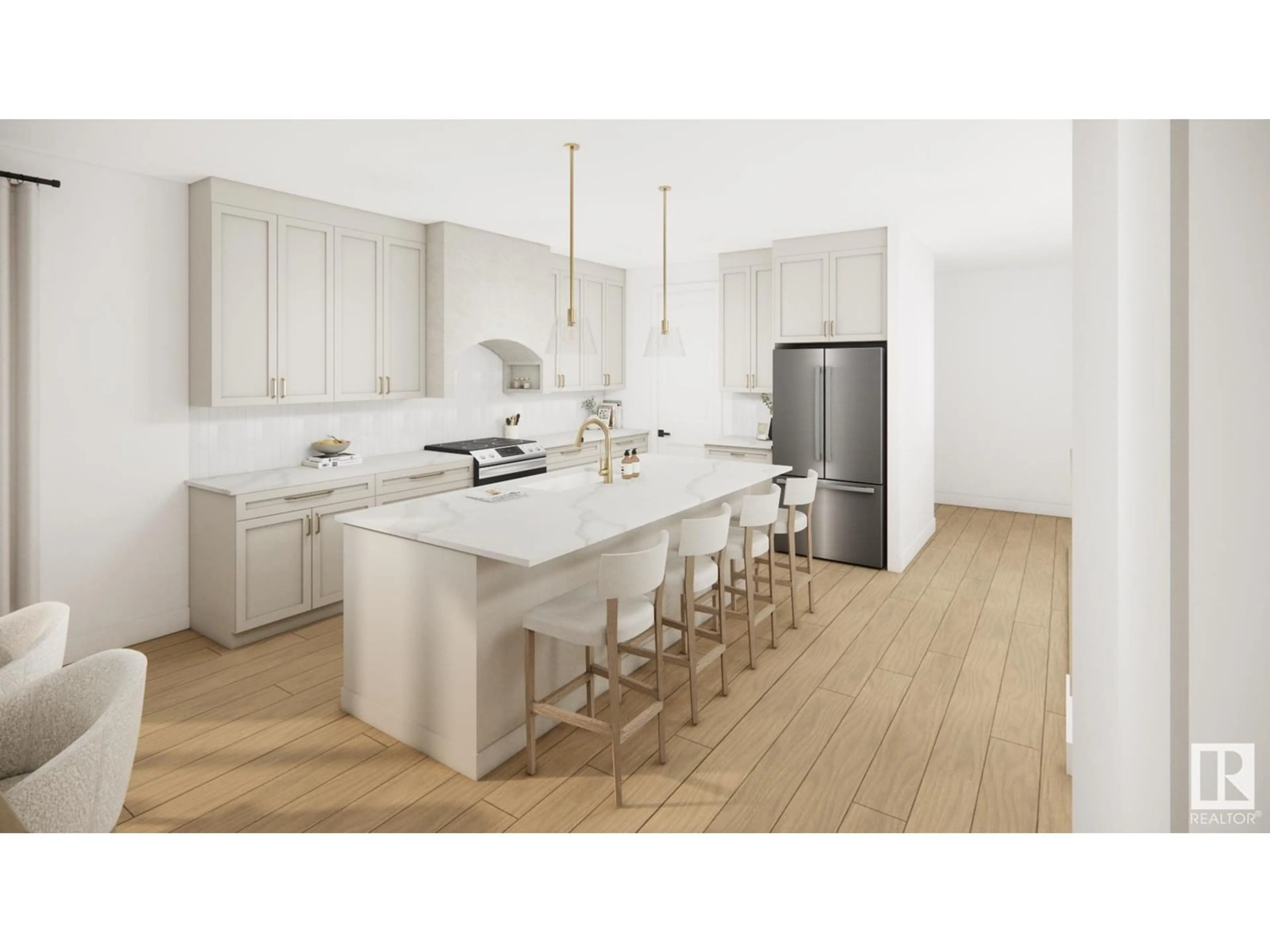 Open concept kitchen, wood/laminate floor for 3 SYDWYCK CI, Spruce Grove Alberta T7X0A0