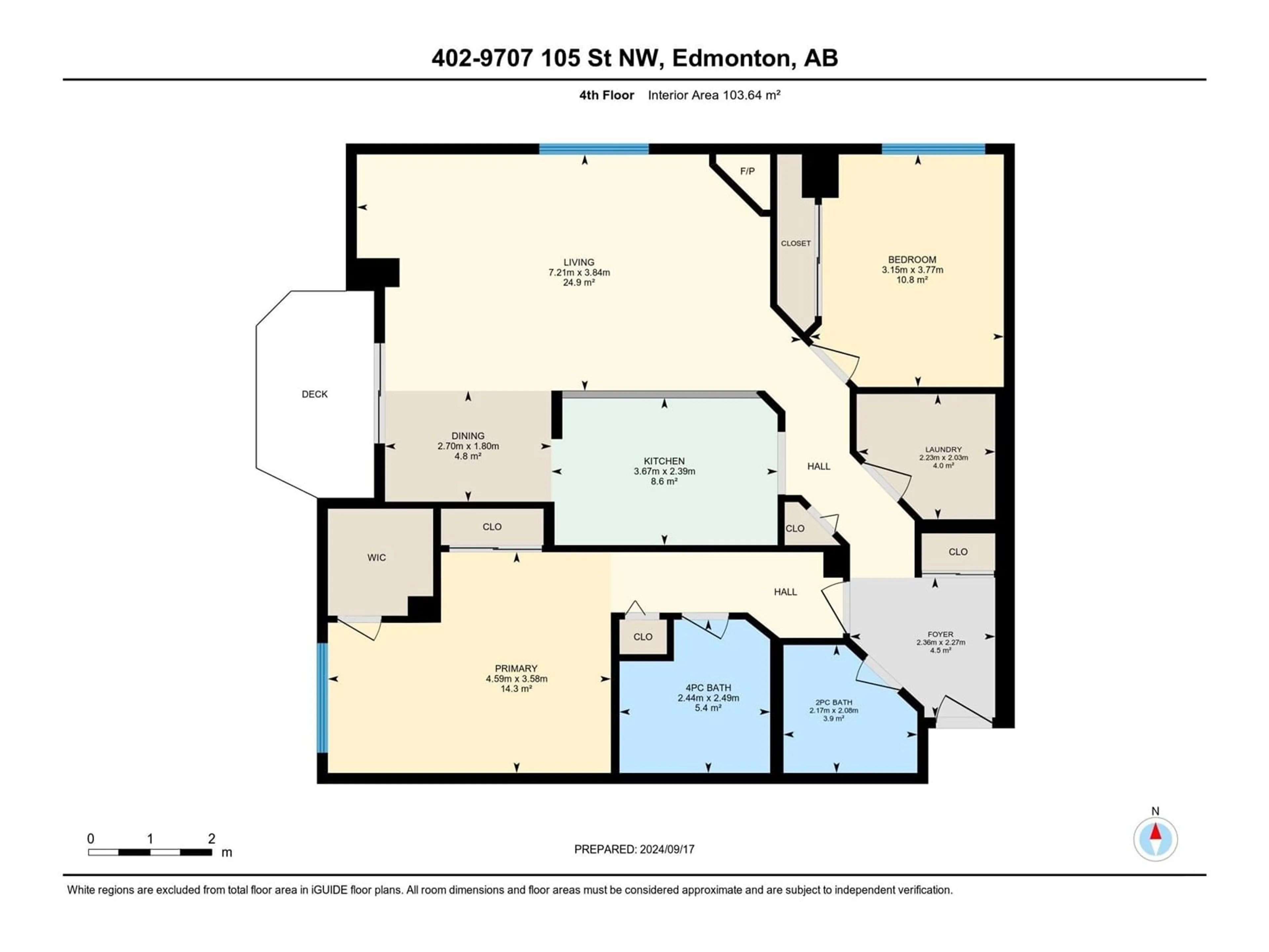 Floor plan for #402 - 9707 105 ST, Edmonton Alberta T5K2Y4