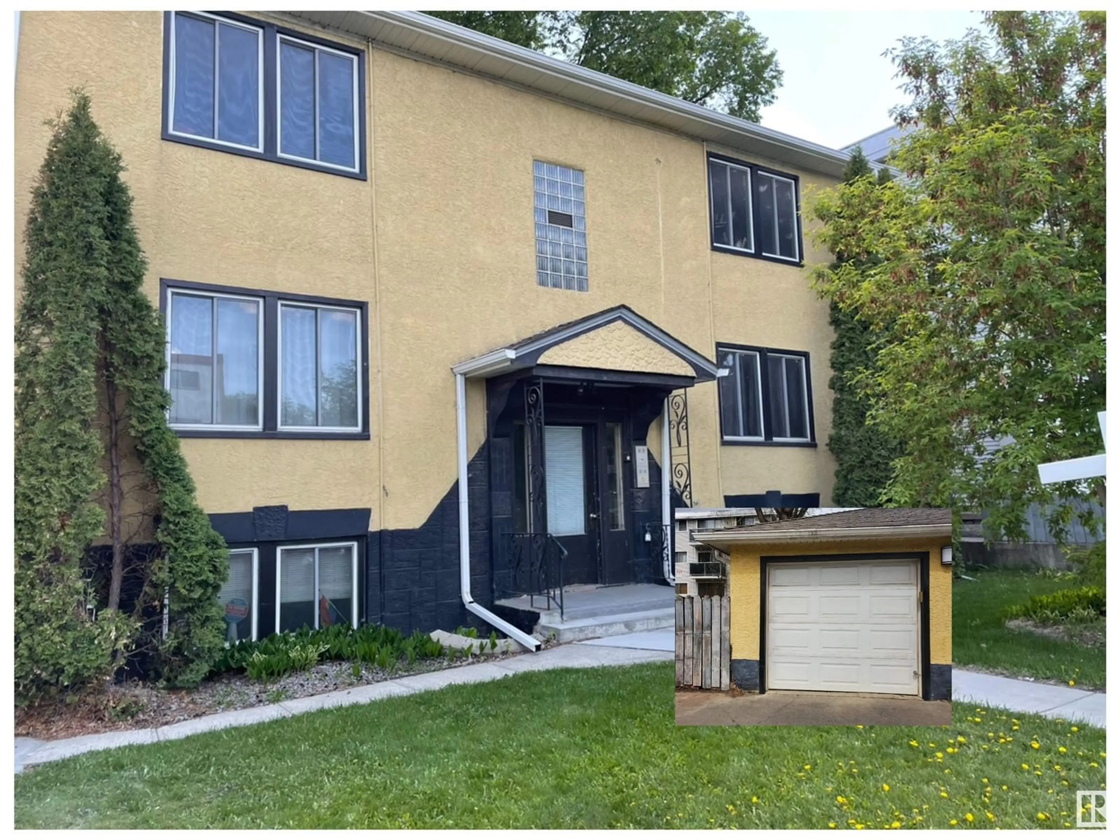 Home with vinyl exterior material, street for #4 - 9835 82 AV, Edmonton Alberta T6E1Y7