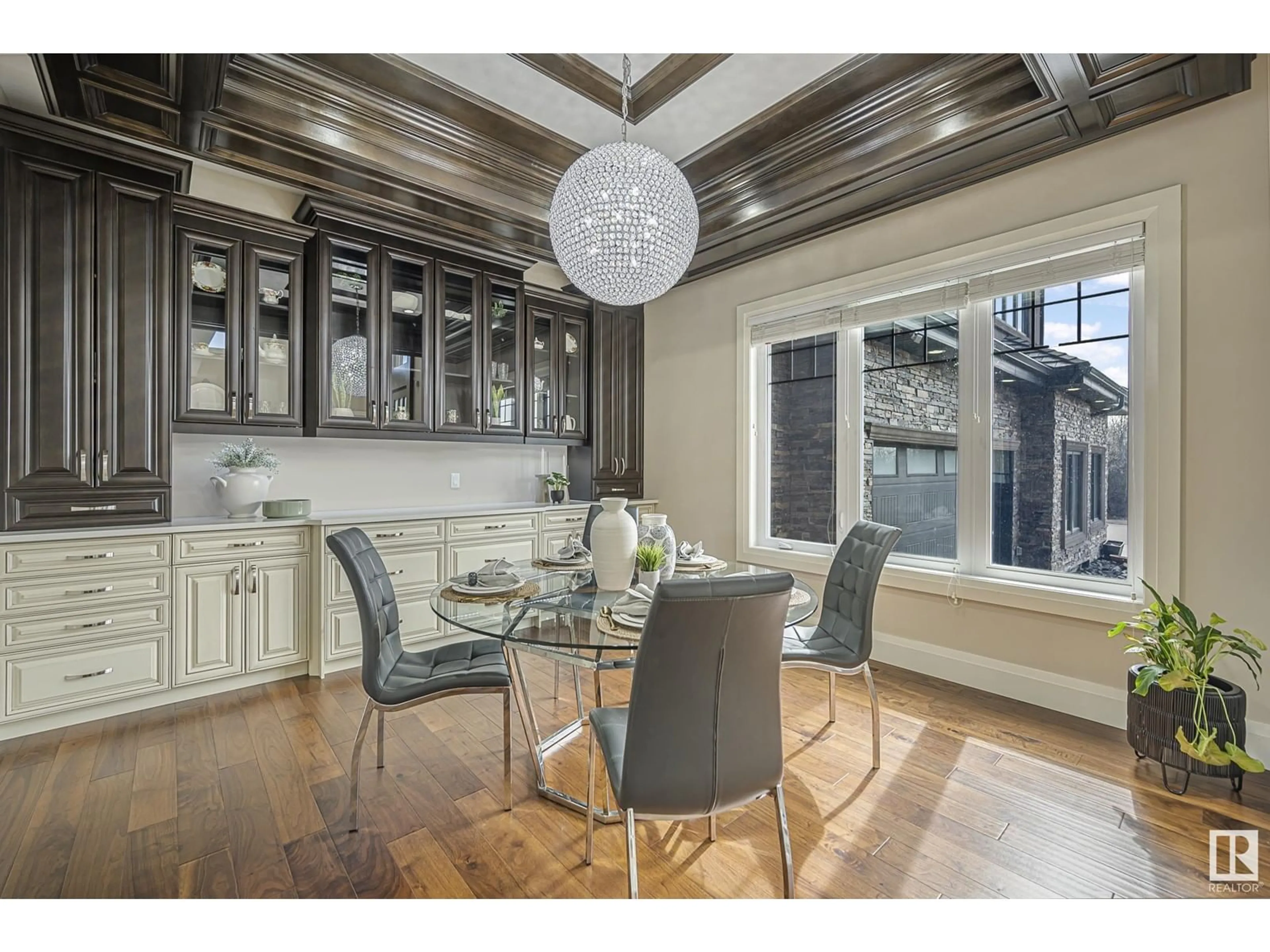 Dining room, wood/laminate floor for 5543 MCLUHAN BLUFF BL, Edmonton Alberta T6R0J5