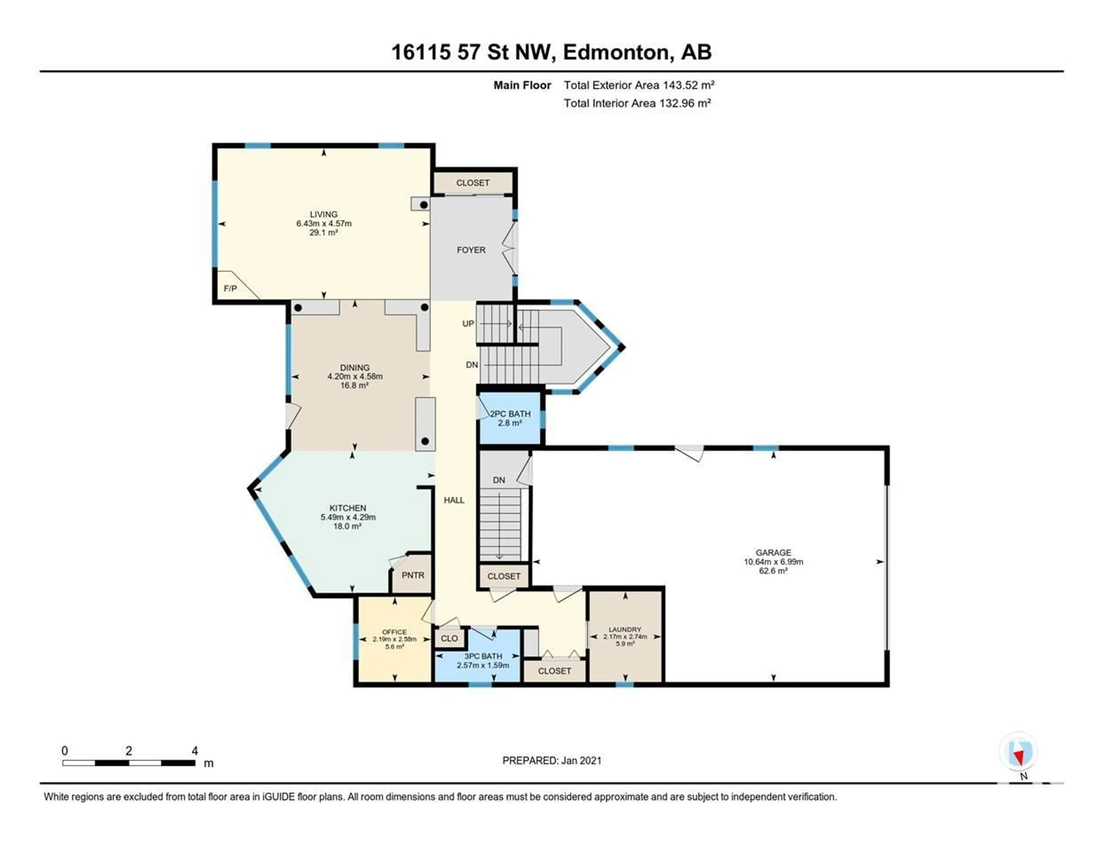 Floor plan for 16115 57 ST, Edmonton Alberta T5Y2T1