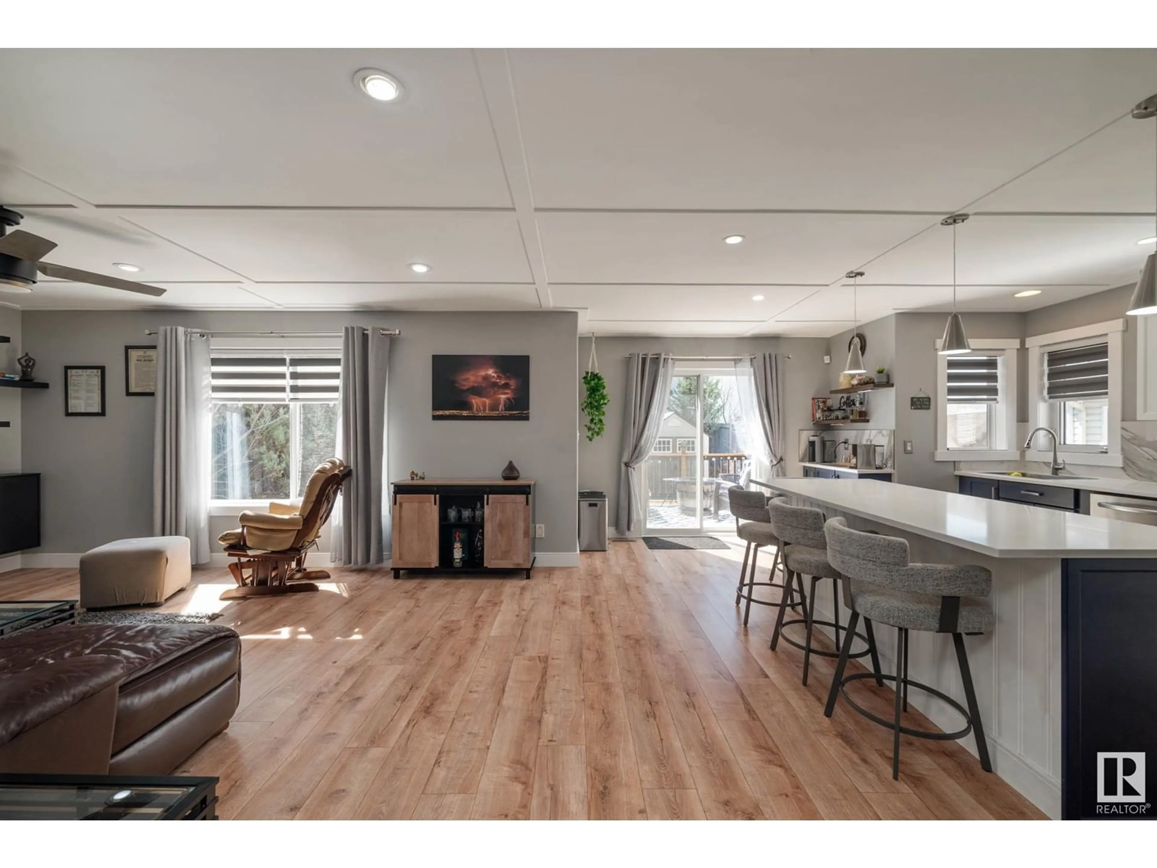 Open concept kitchen, wood/laminate floor for 5 HIGHGROVE TC, Sherwood Park Alberta T8A6G7
