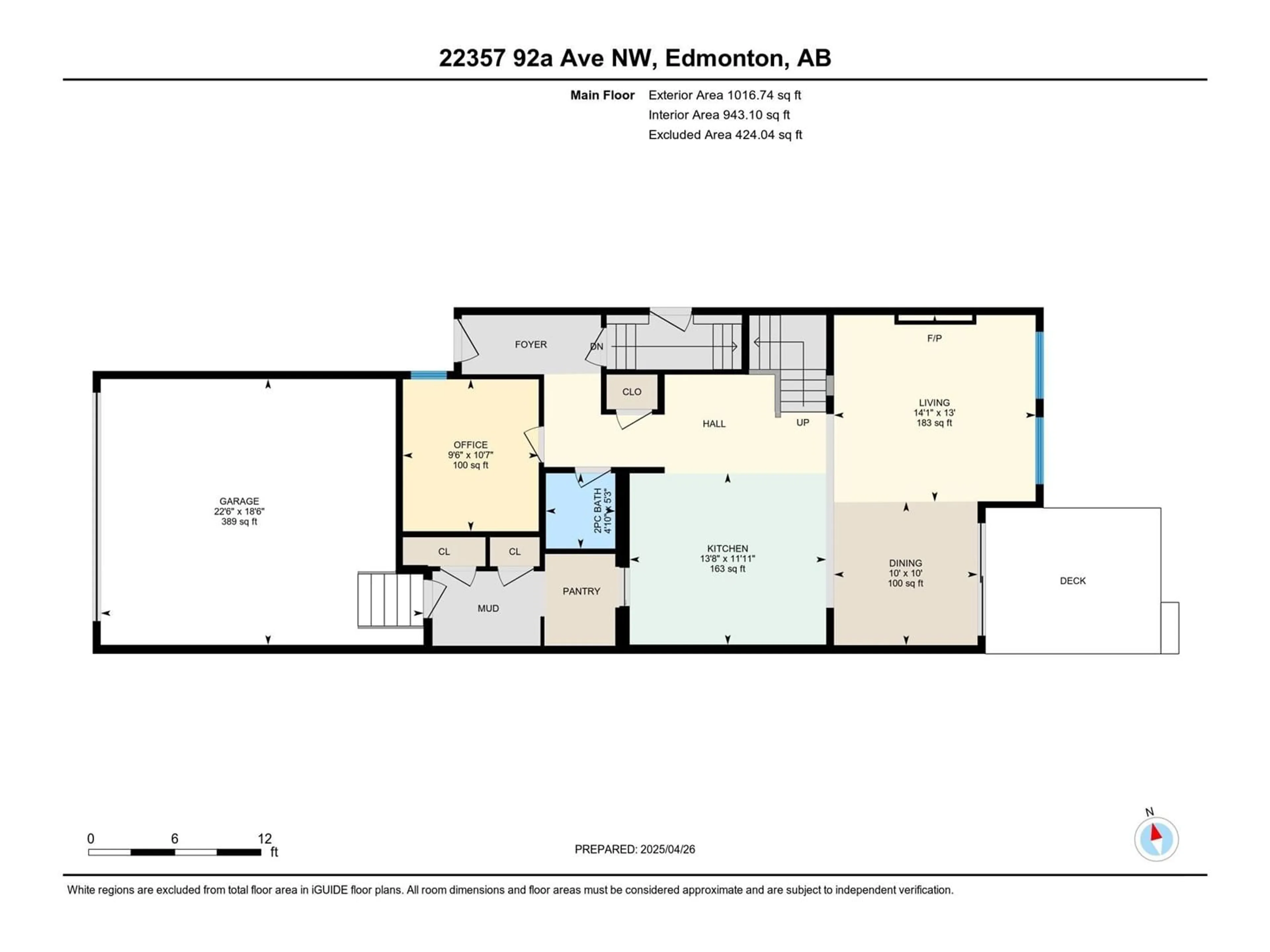 Floor plan for 22357 92A AV, Edmonton Alberta T5T7P3