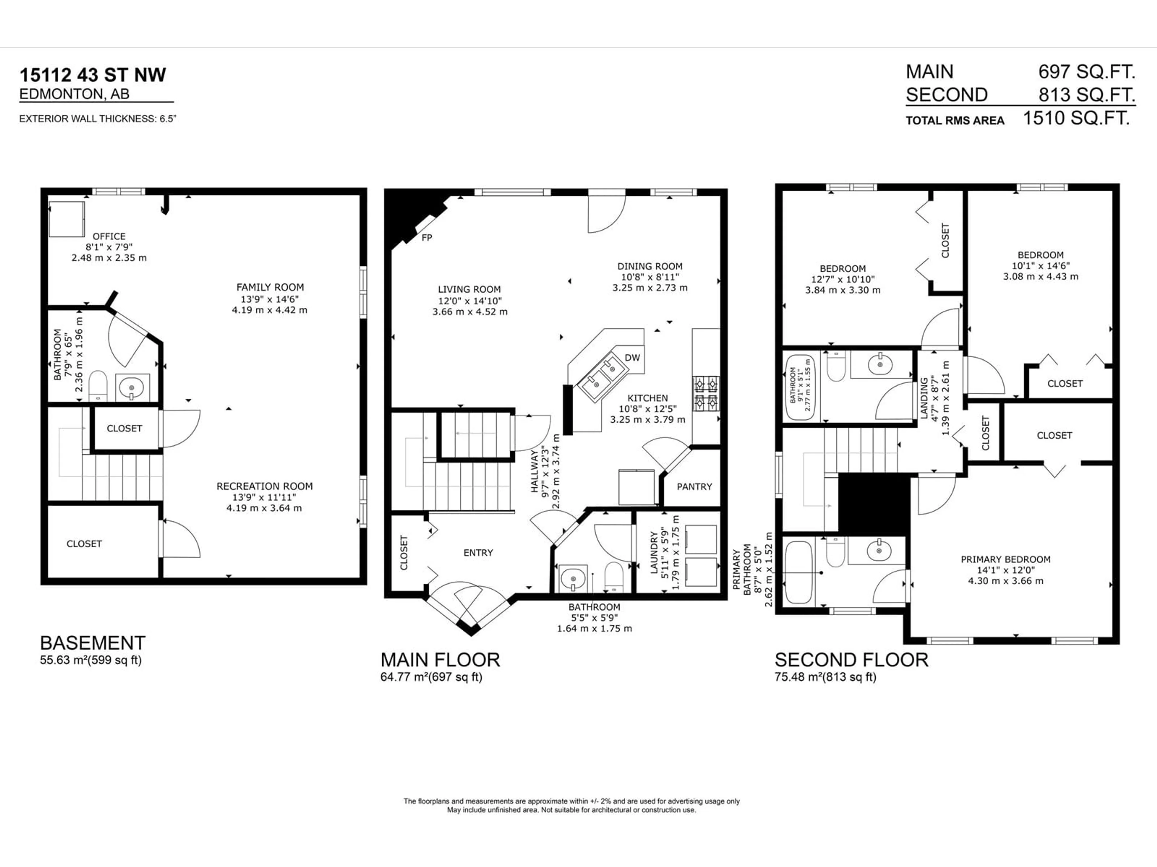 Floor plan for 15112 43 ST, Edmonton Alberta T5Y3A9