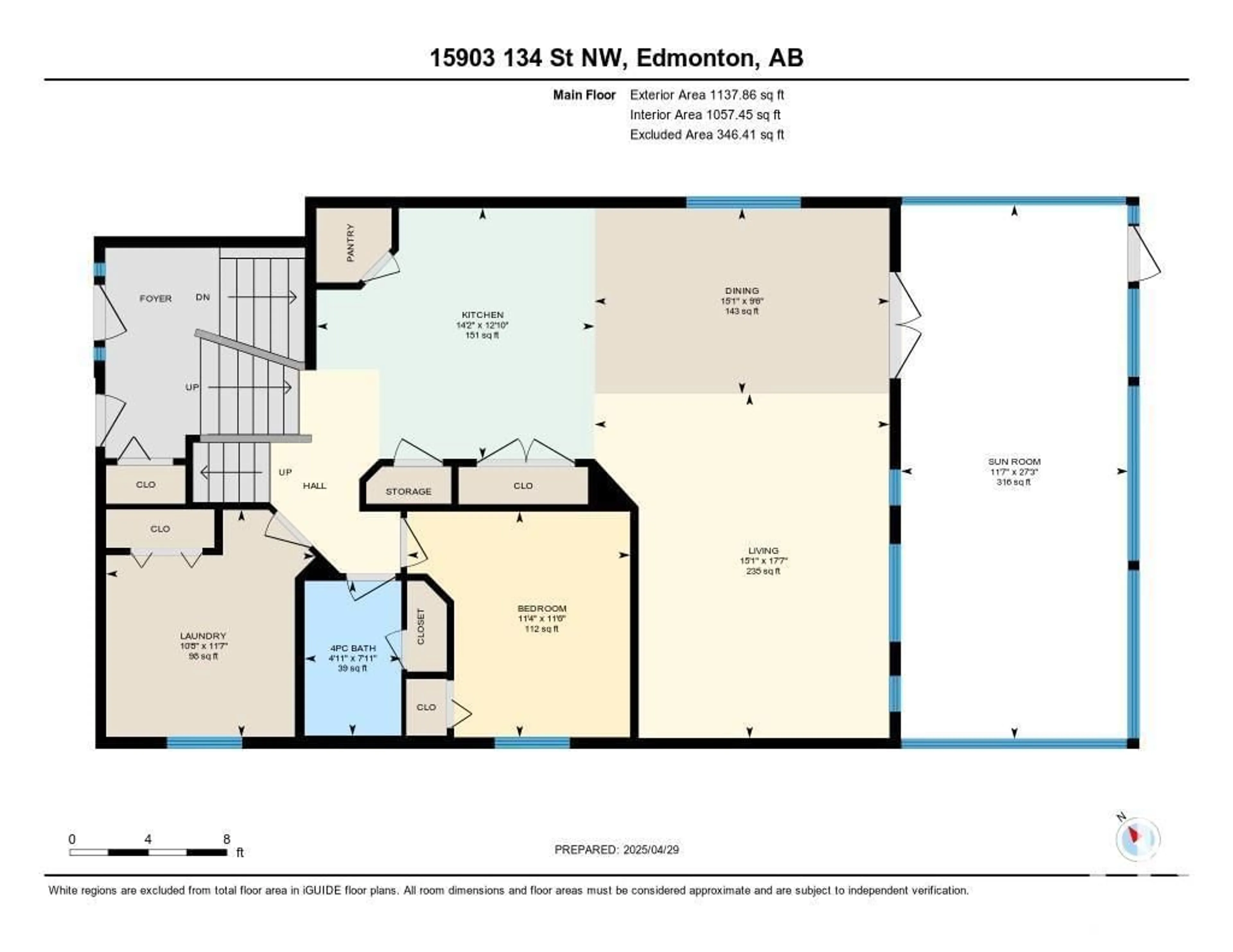 Floor plan for 15903 134 ST, Edmonton Alberta T6V1S4