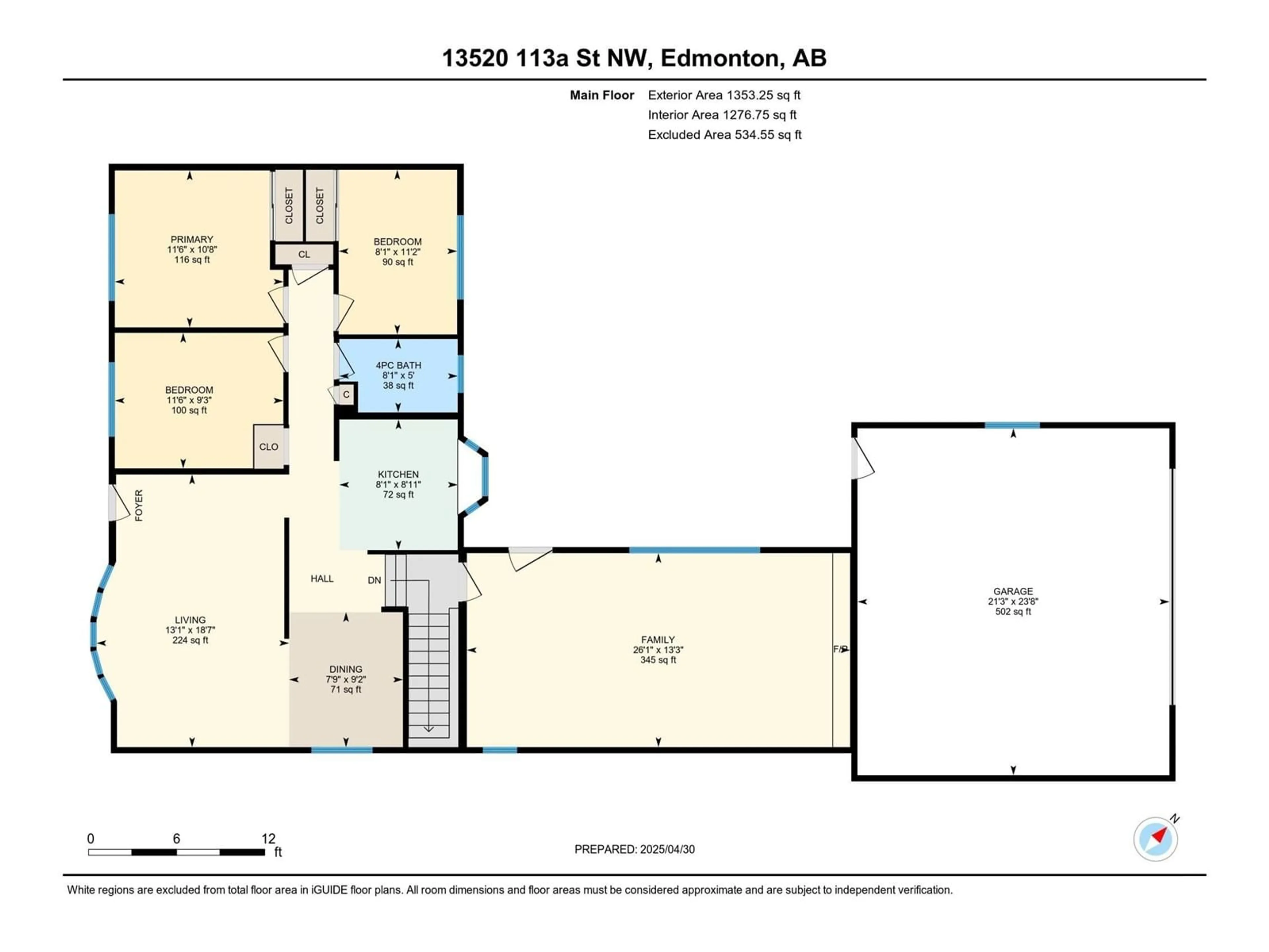 Floor plan for 13520 113A ST, Edmonton Alberta T5E5C4