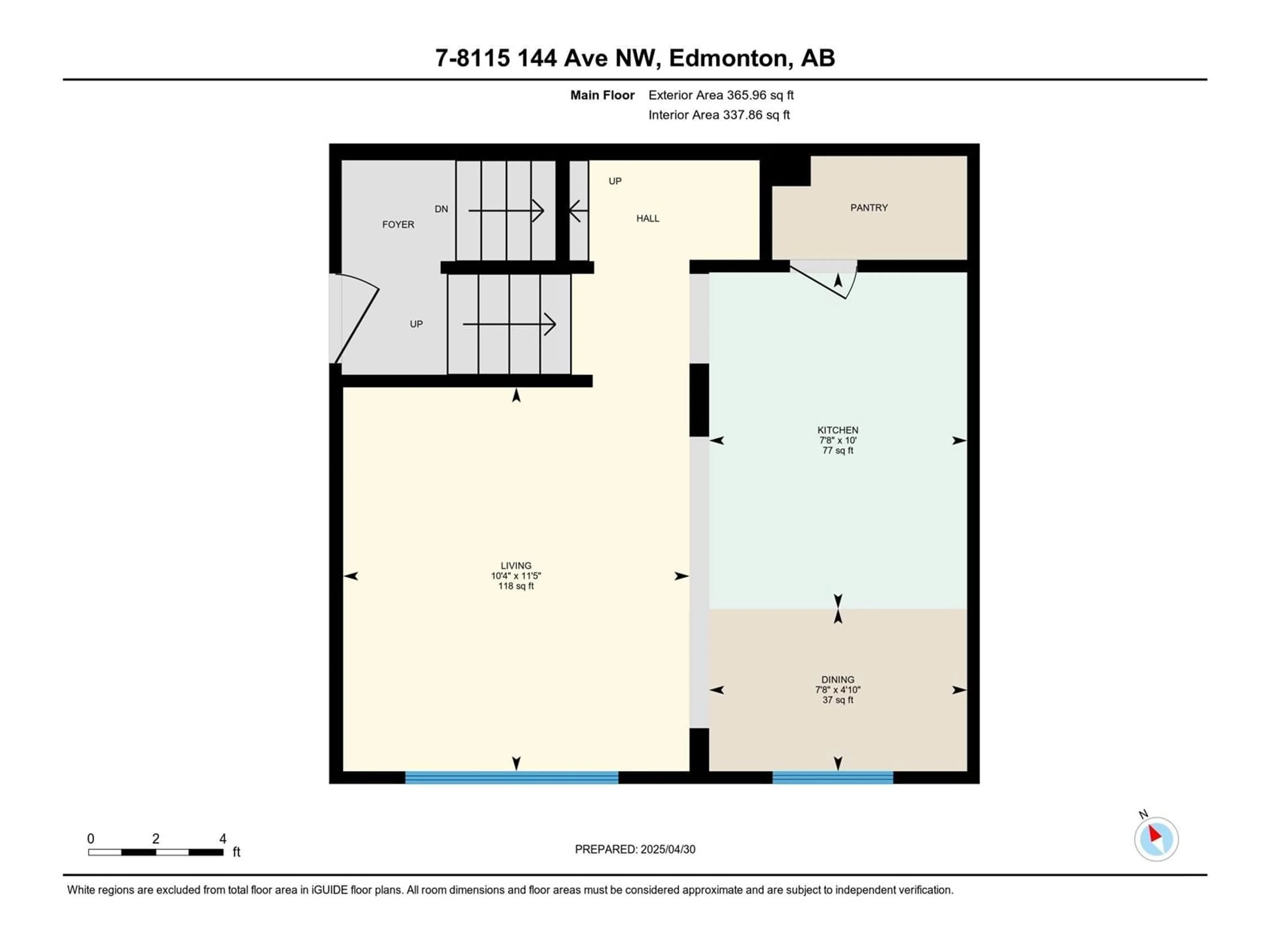 Floor plan for #7 - 8115 144 AV, Edmonton Alberta T5C2S4